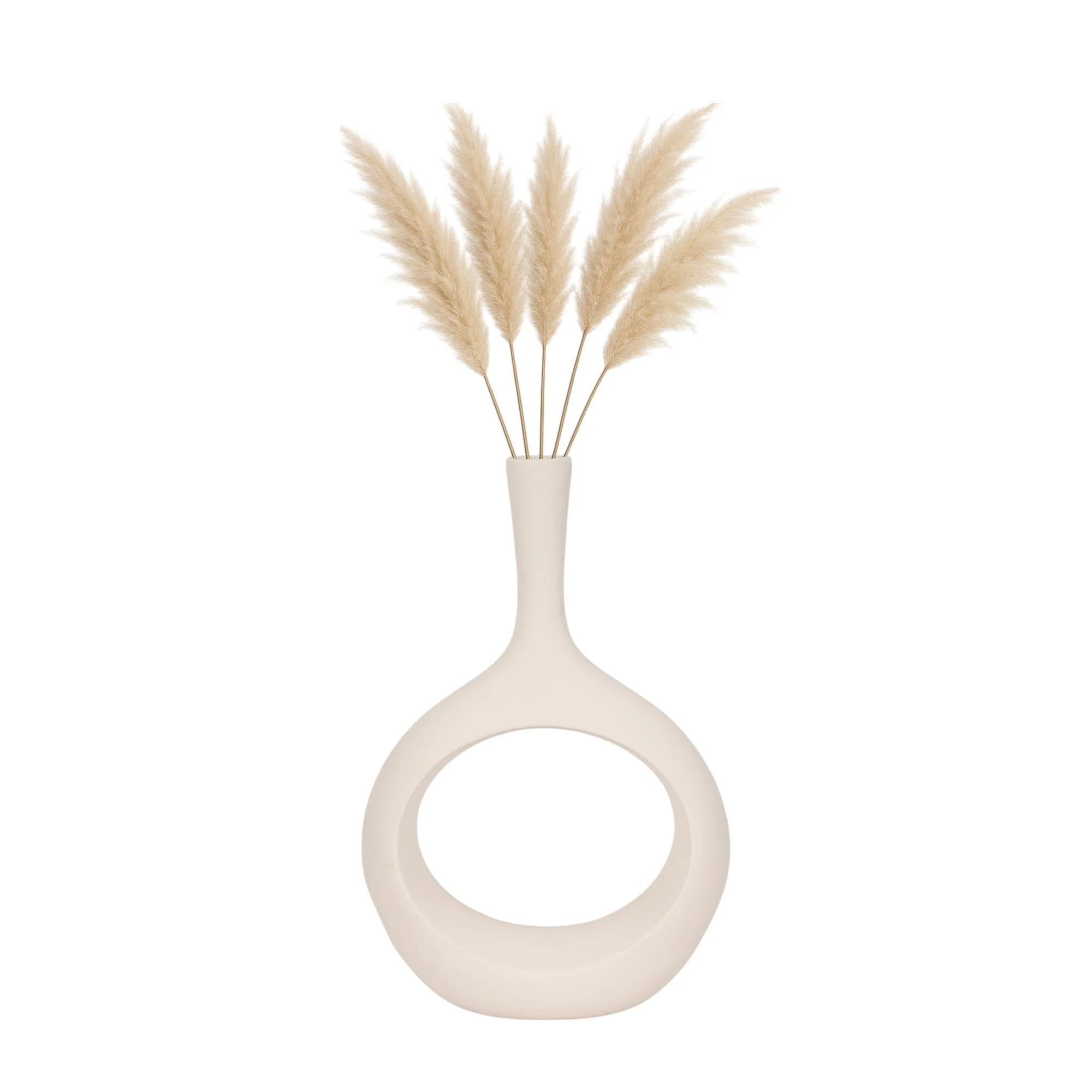 24" Rough Texture Round Cut Out Vase, White - Image 2