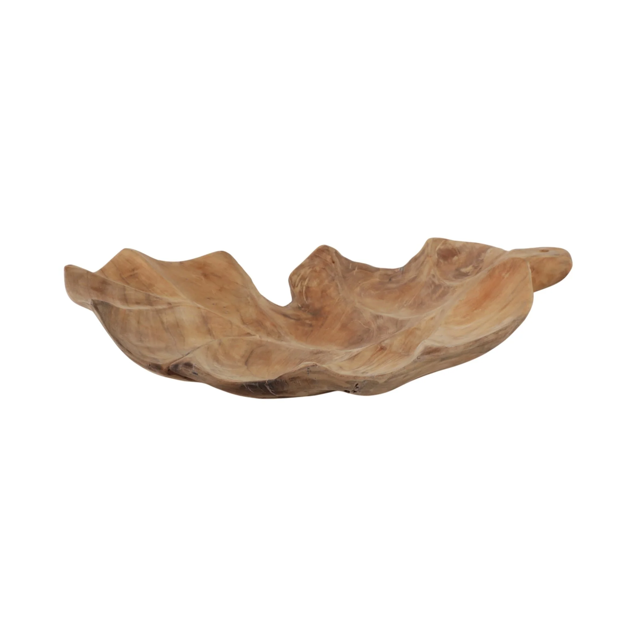 24" Teak Leaf Bowl, Natural - Image 4