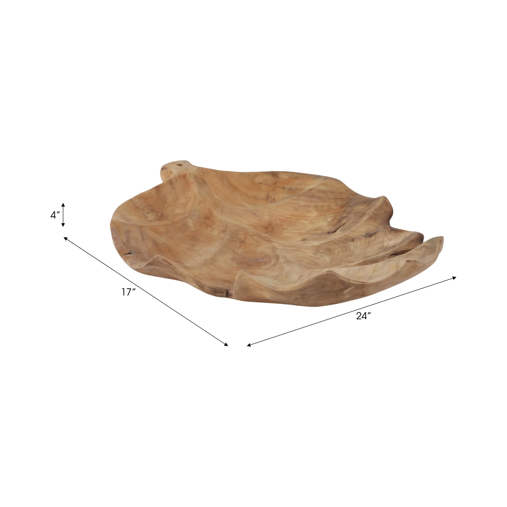 24" Teak Leaf Bowl, Natural - Image 8