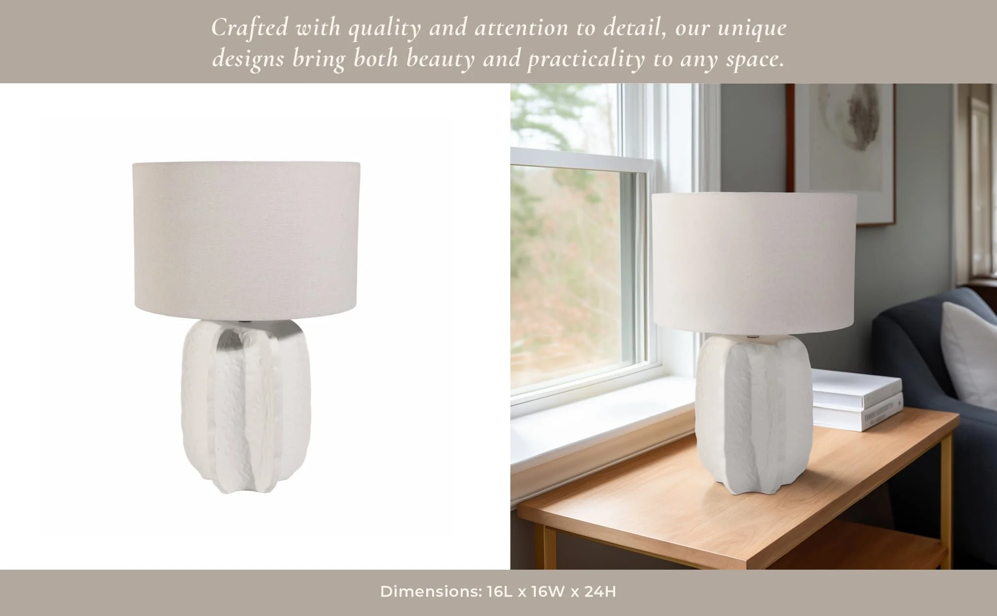 24" Textured Jagged Table Lamp, White - Image 10
