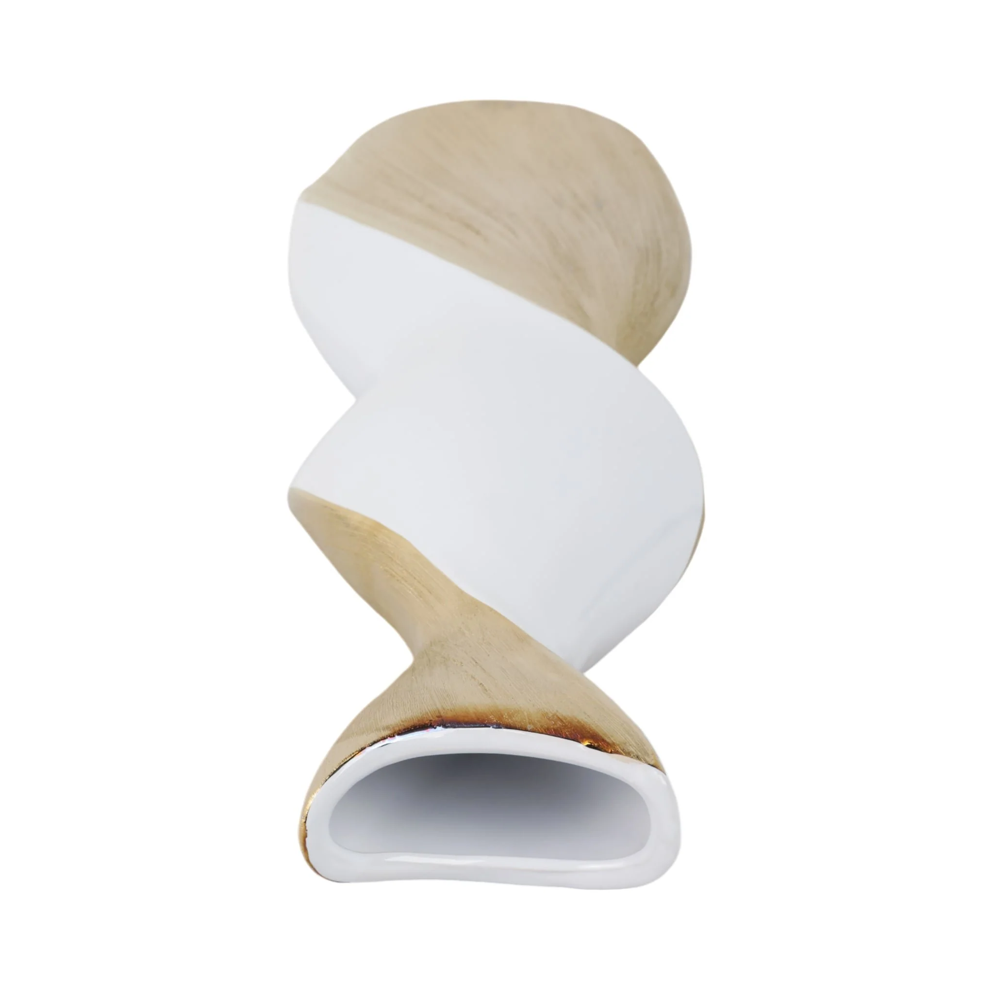 24" Twisted Vase, White/gold - Image 5