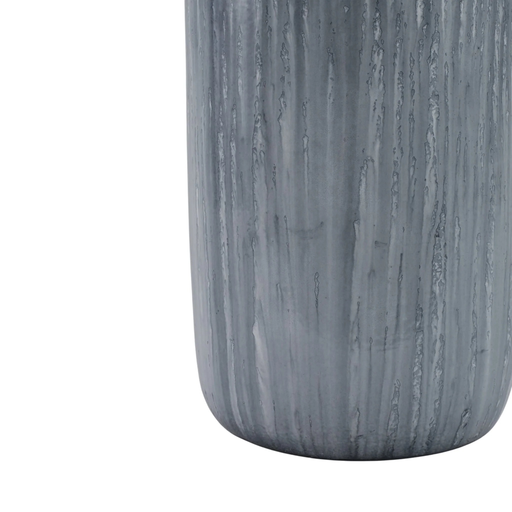 24" Vase With Rattan Handles Reactive Finish, Blue - Image 5