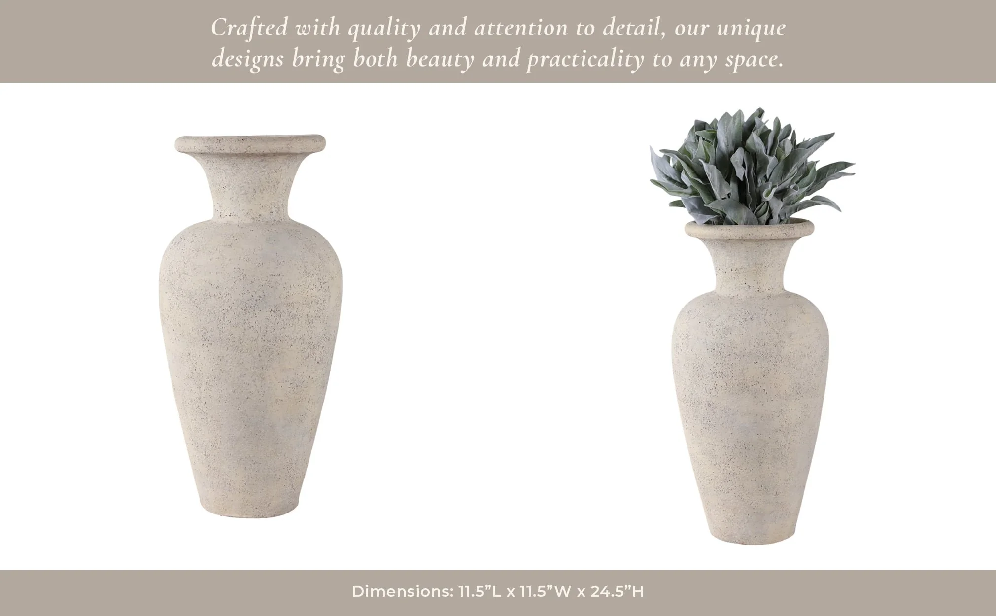 24x11" Terracotta Floor Vase, White - Image 9