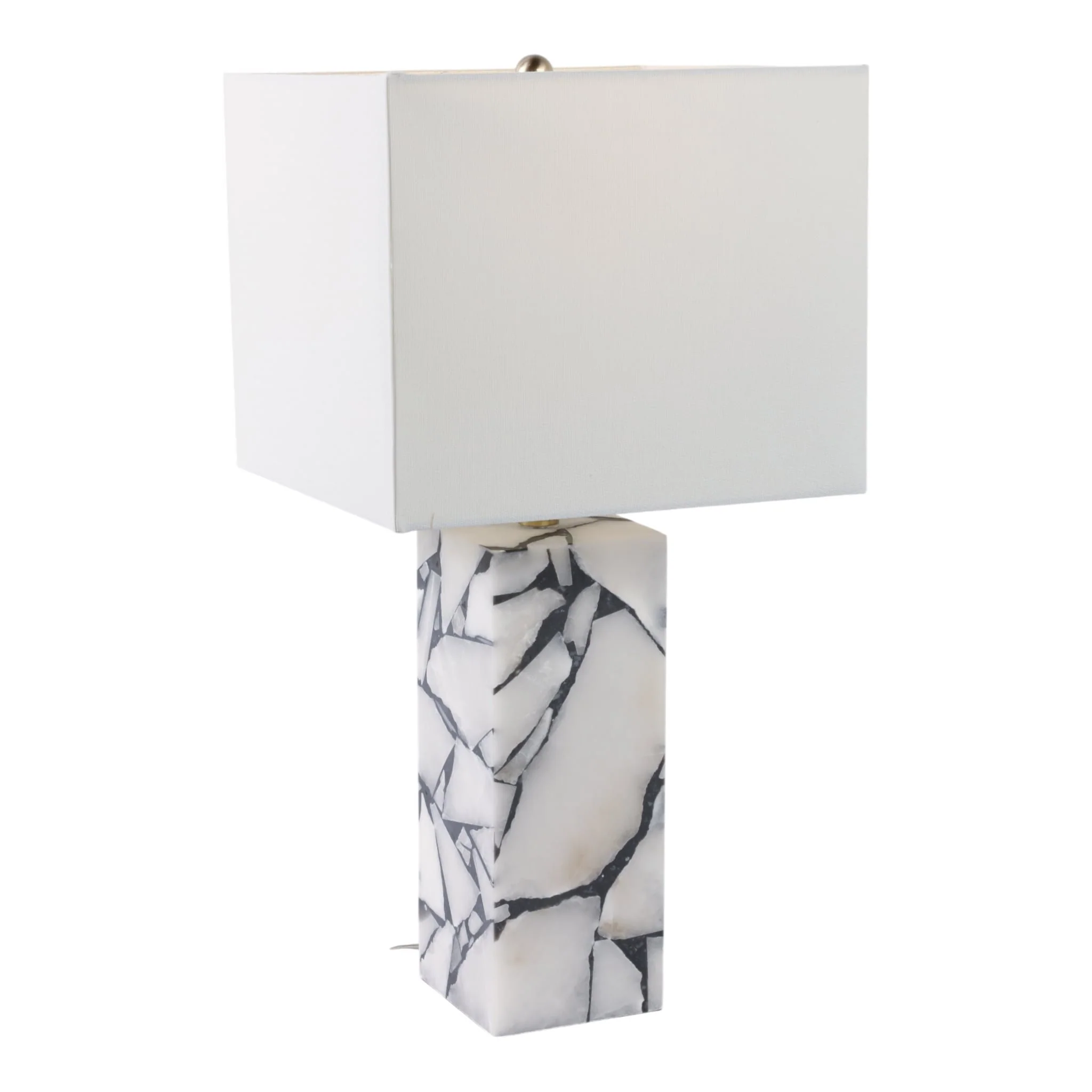 24x12" Alabaster Pieces Table Lamp, White - Image 2