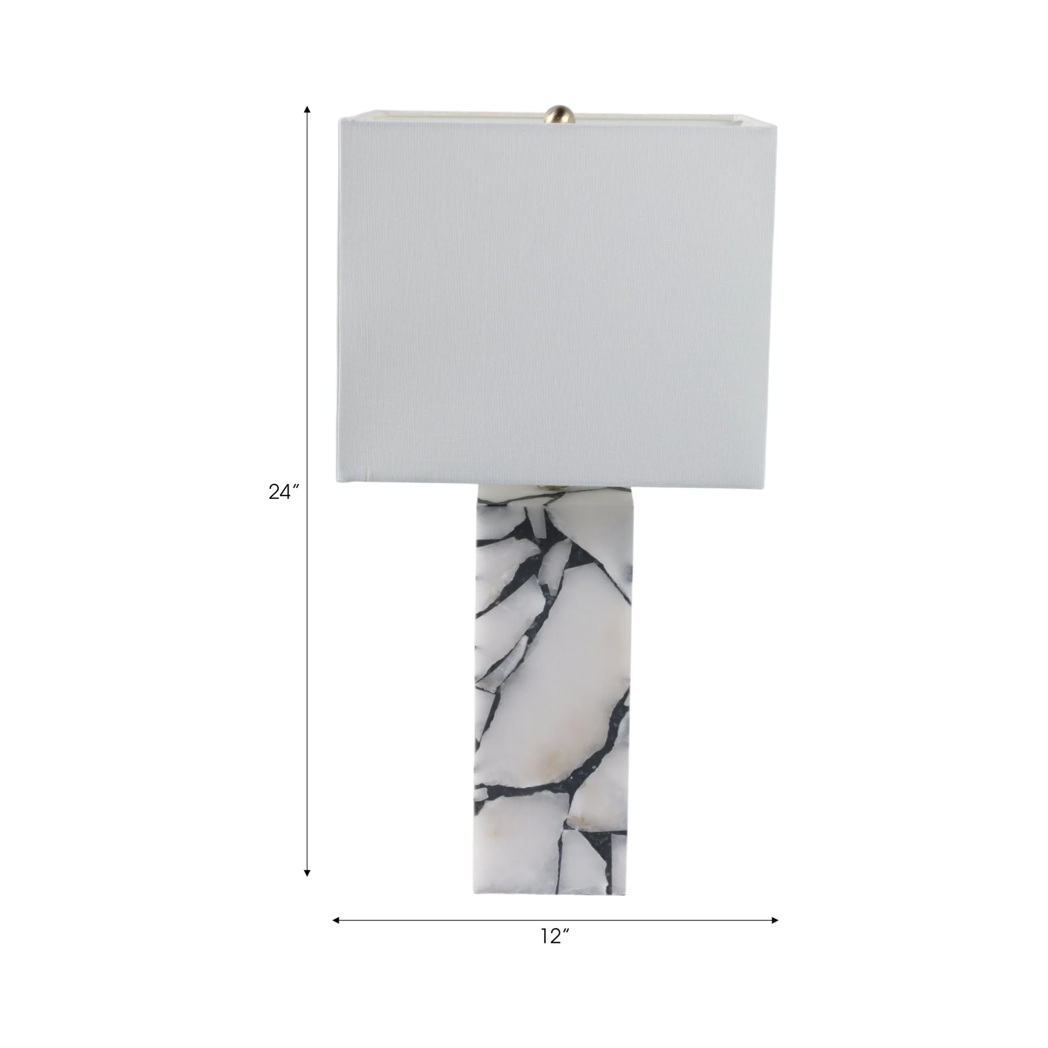 24x12" Alabaster Pieces Table Lamp, White - Image 6