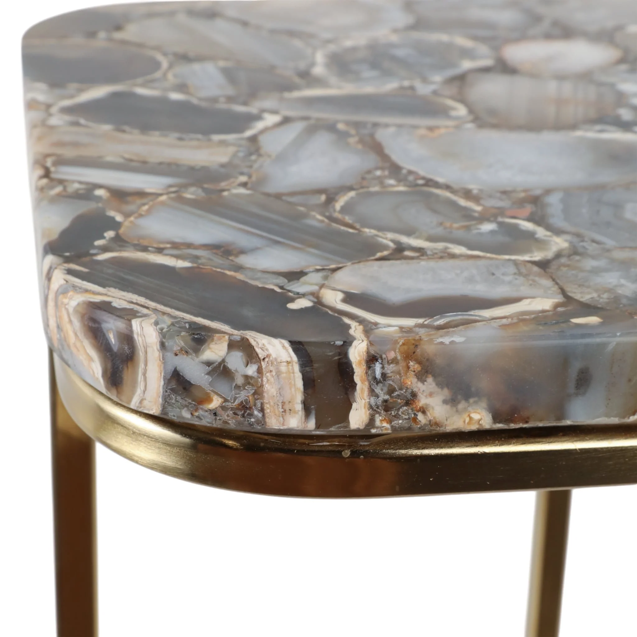 24x15" Agate Top C-table, Black/gold - Image 6