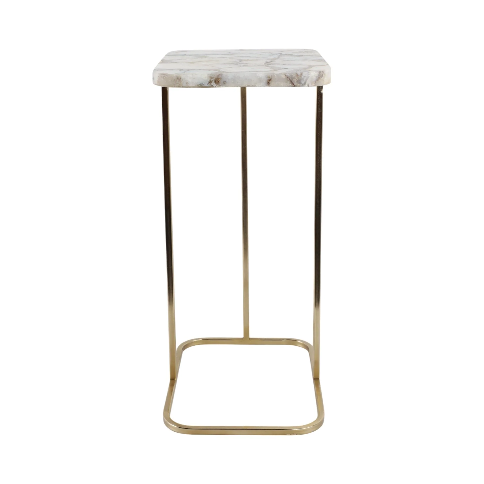 24x15" Agate Top C-table, White/gold - Image 3