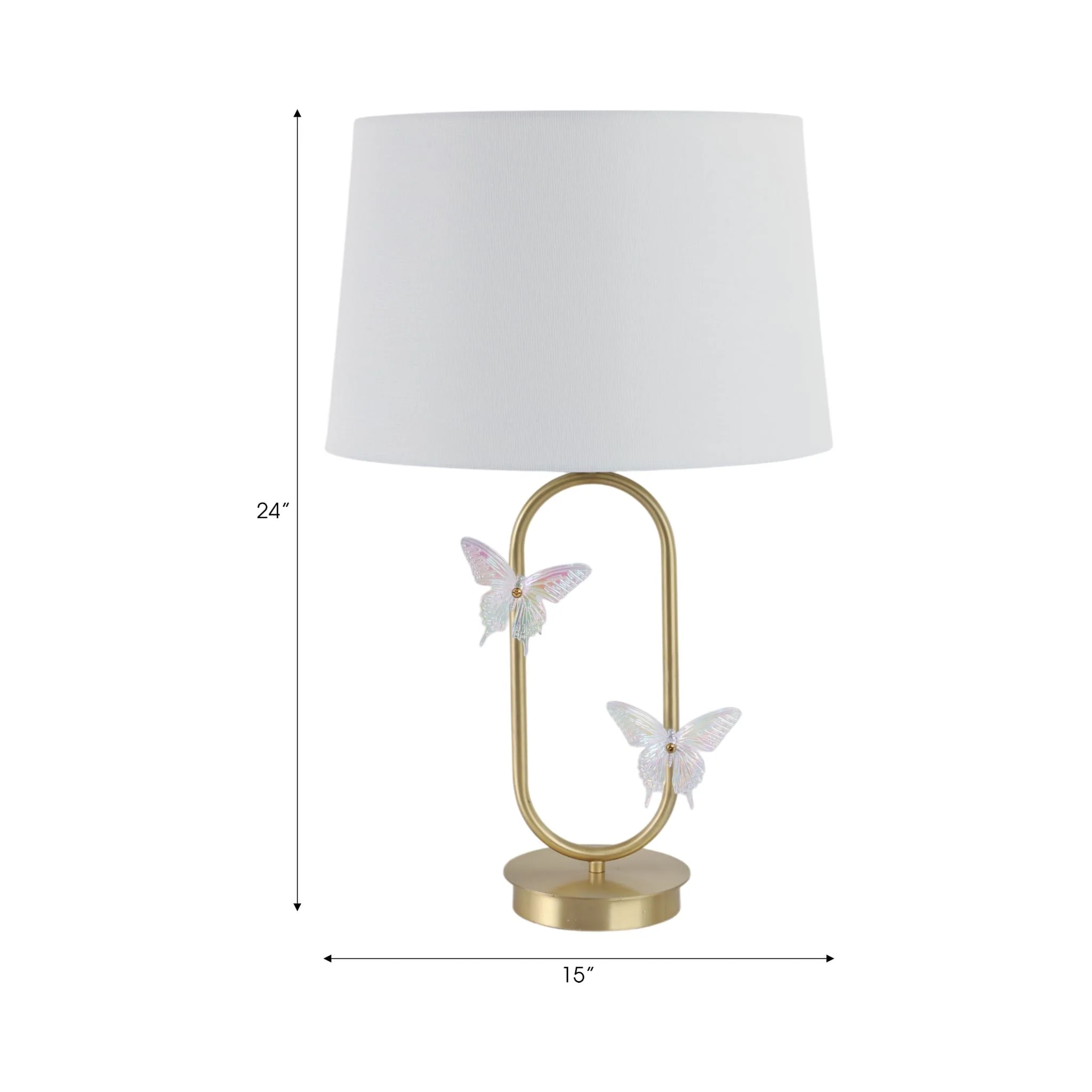 24x15" Metal Table Lamp With Glass Butterflies, Go - Image 7