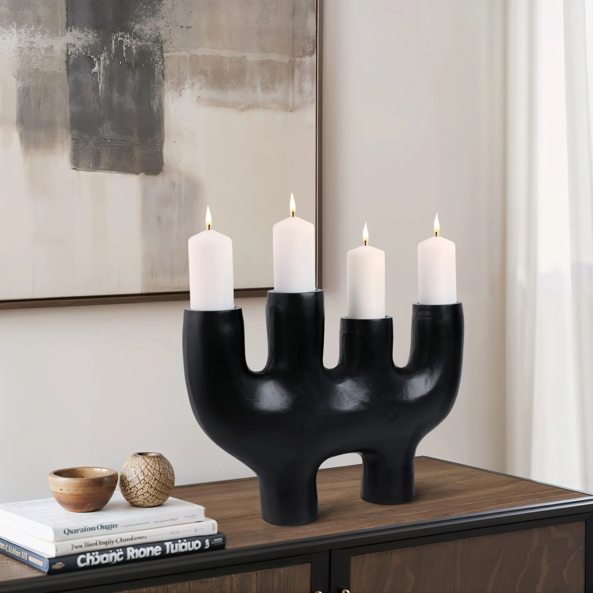 24x18" Sculptural 4-pillar Holder, Black - Image 10
