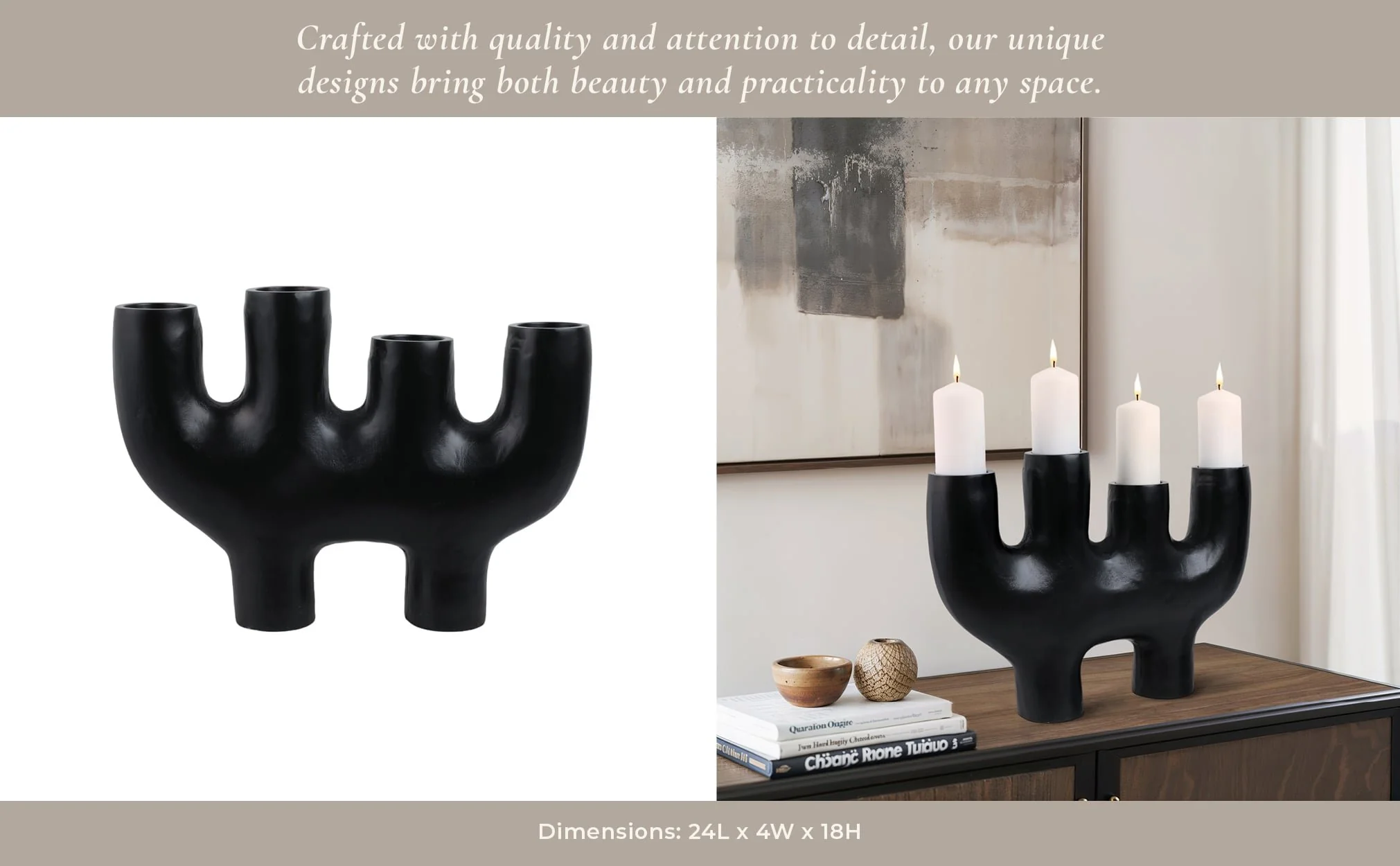 24x18" Sculptural 4-pillar Holder, Black - Image 11