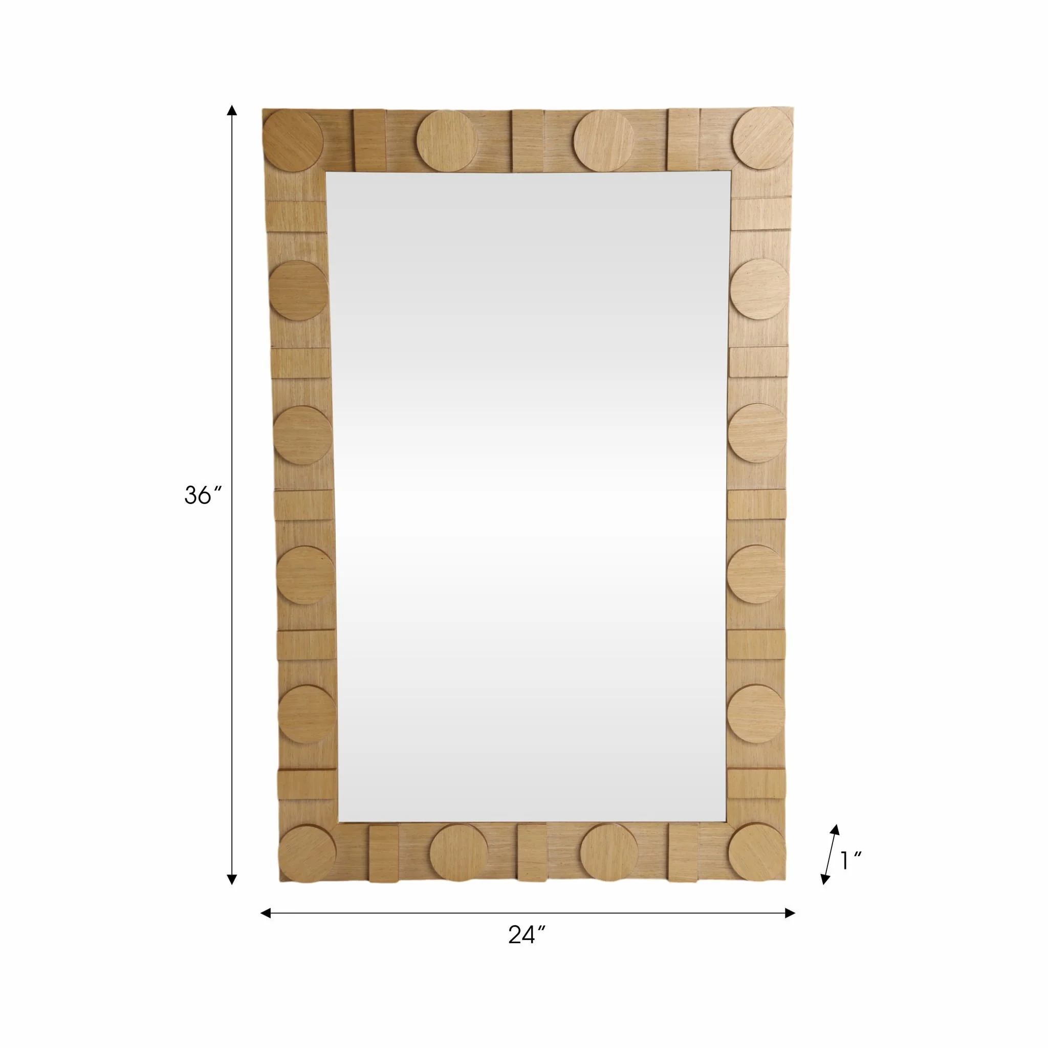 24x36 Rectangle Mirror W/ Circle Details, Natural - Image 7