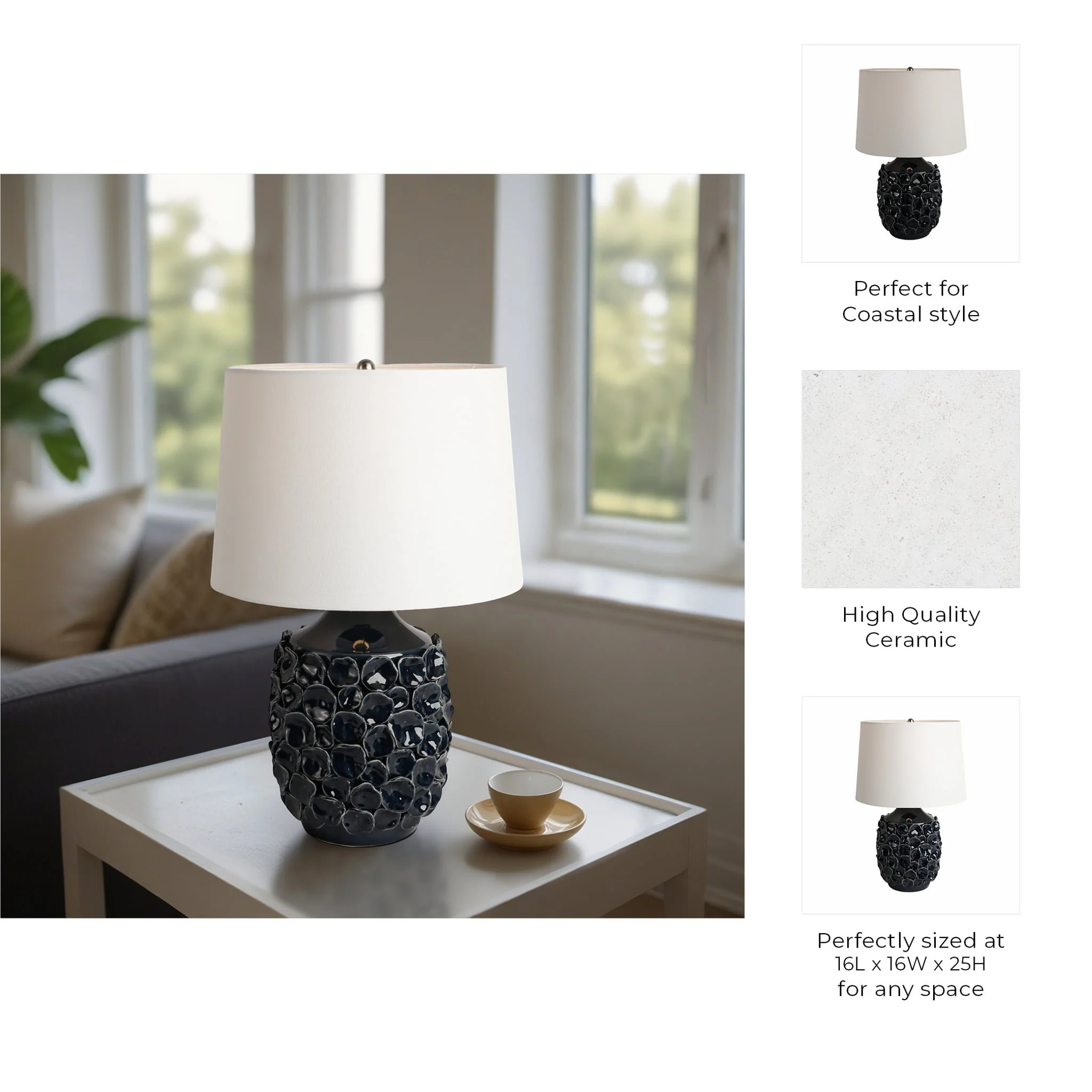 25" Coastal Discs Table Lamp, Navy Blue - Image 7