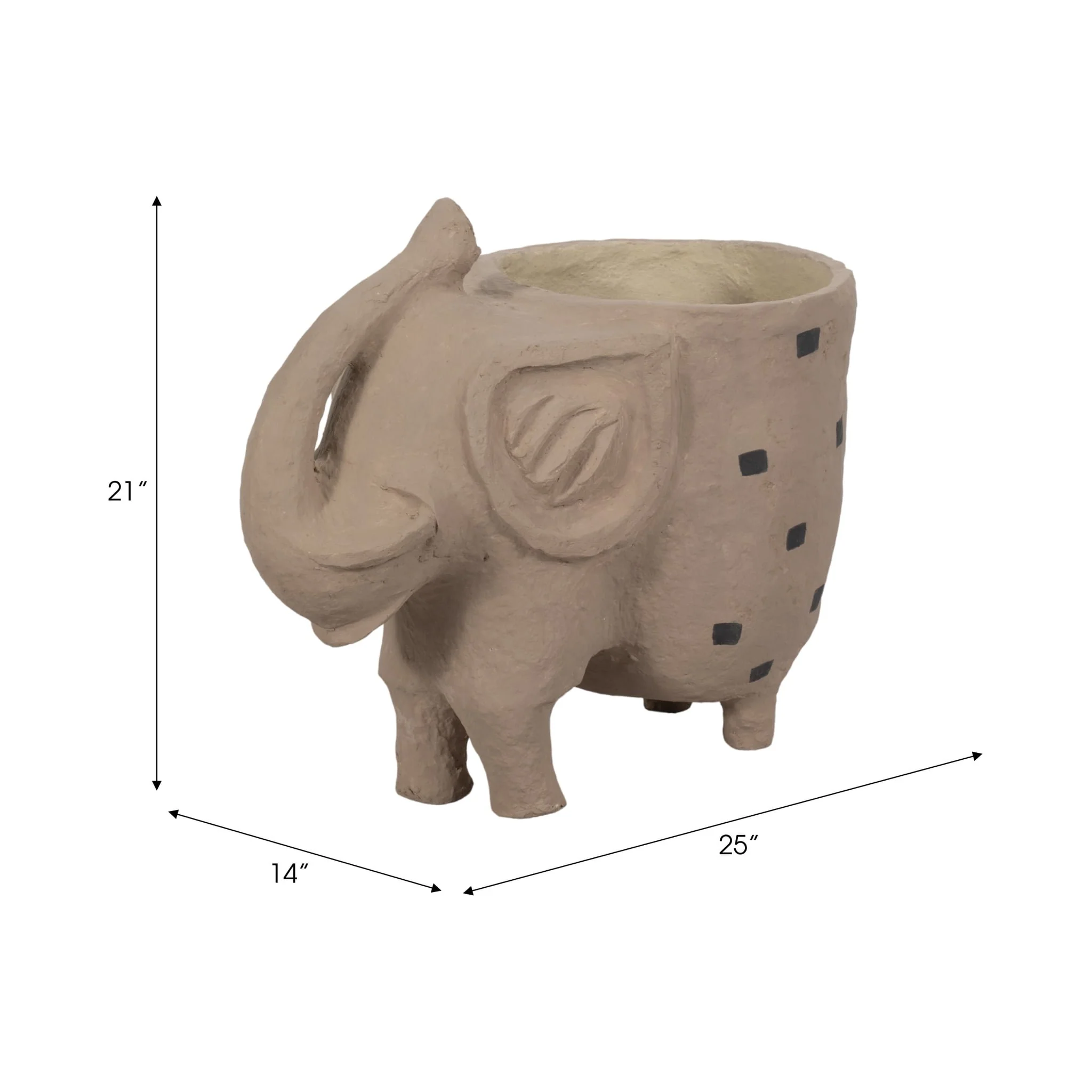 25" Paper Mache Elephant Planter, Ivory - Image 9