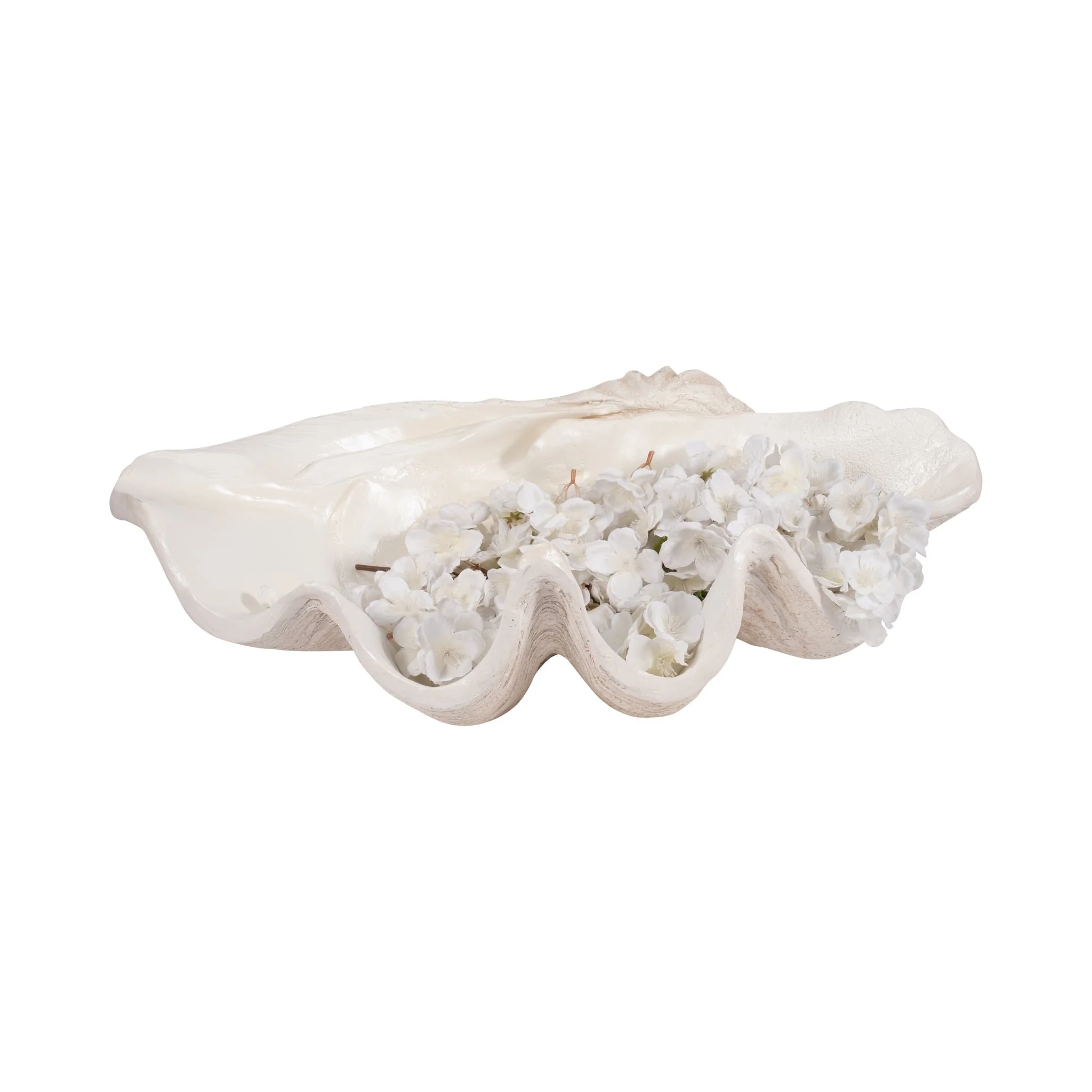 25" Pearlized Clam Shell Bowl, Ivory - Image 2