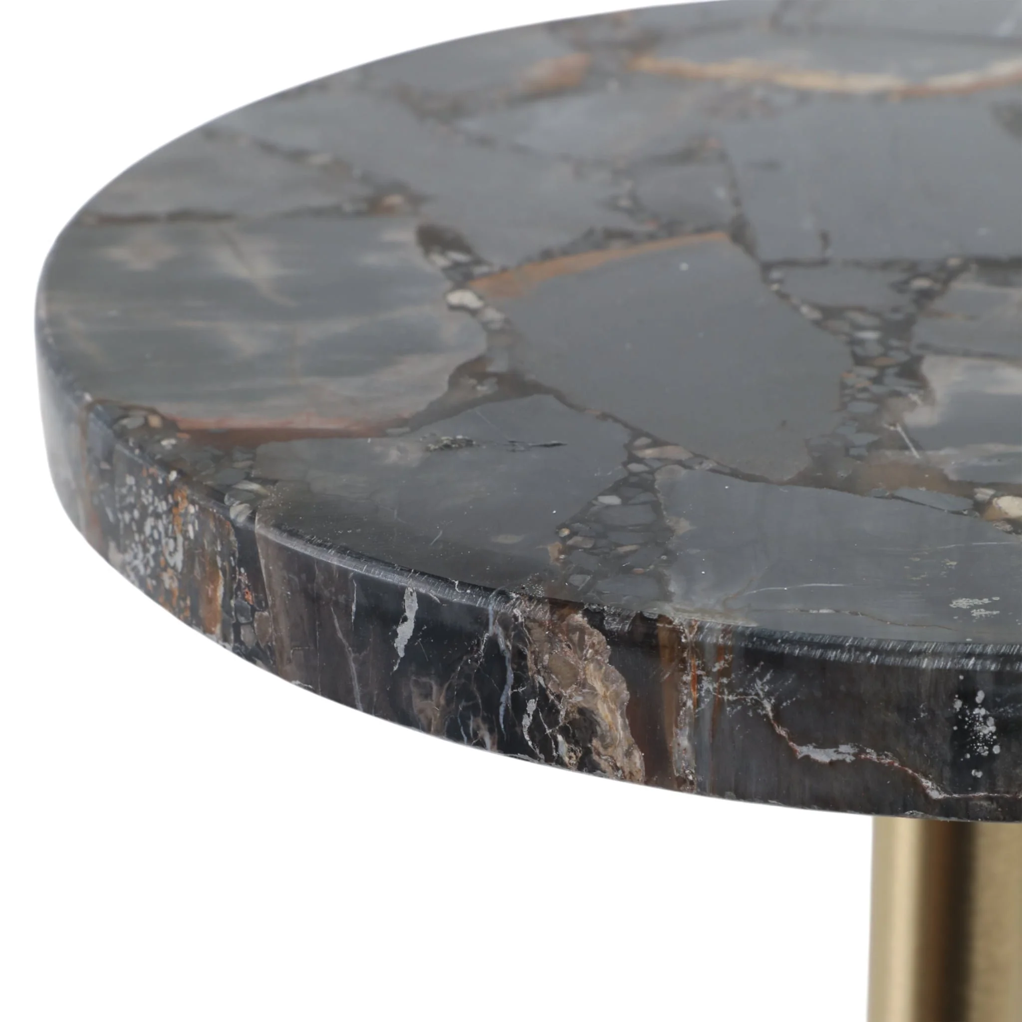 25x10" Petrified Wood Top Drink Table, Black/gold - Image 6