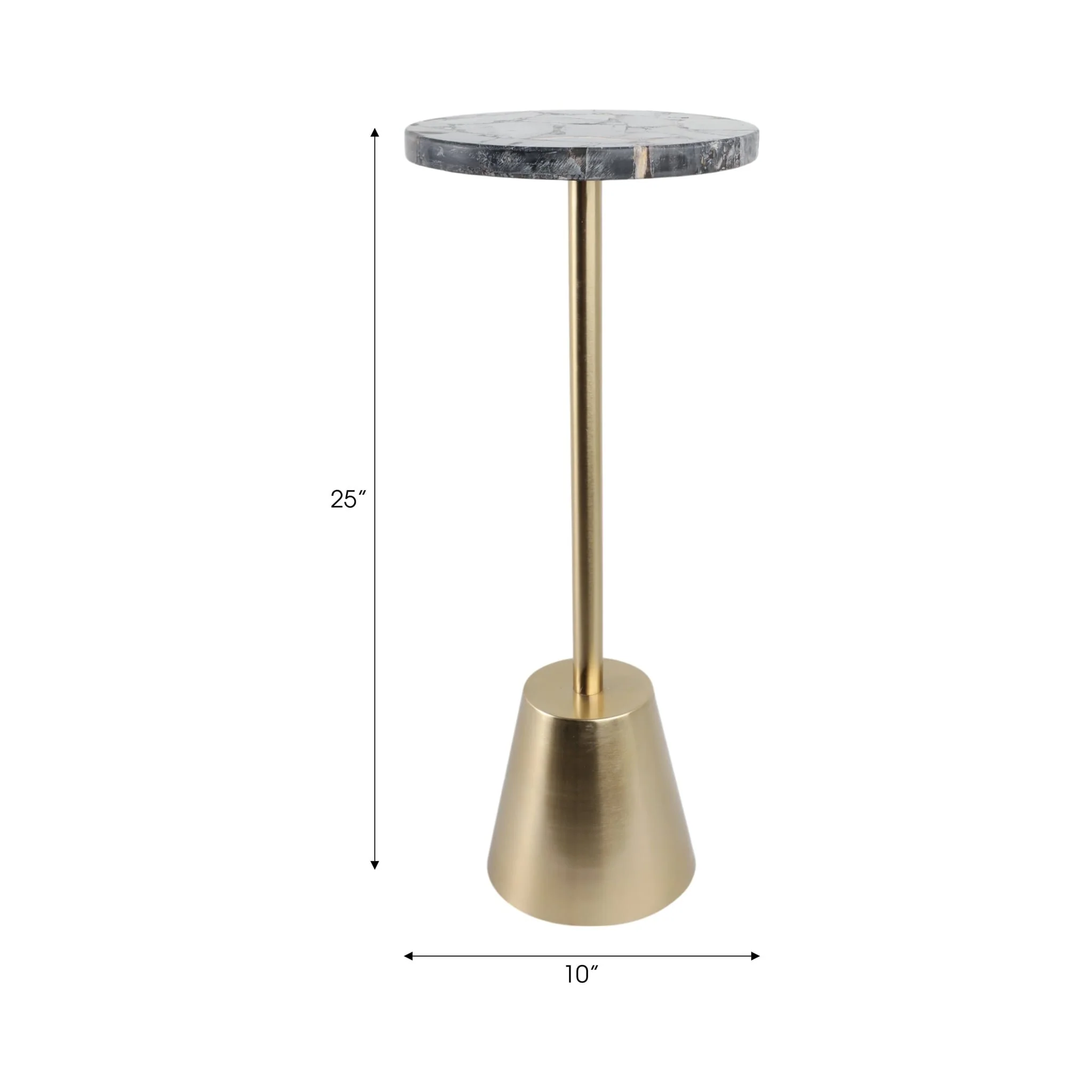 25x10" Petrified Wood Top Drink Table, Black/gold - Image 9