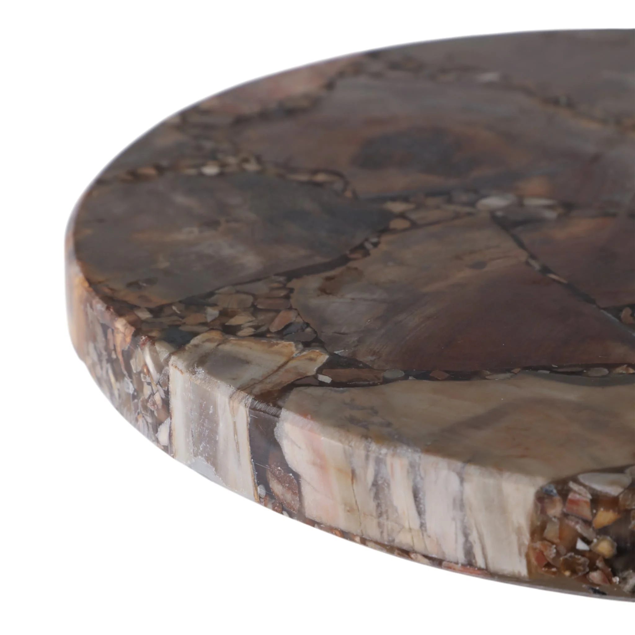 25x10" Petrified Wood Top Drink Table, Brown/gold - Image 6