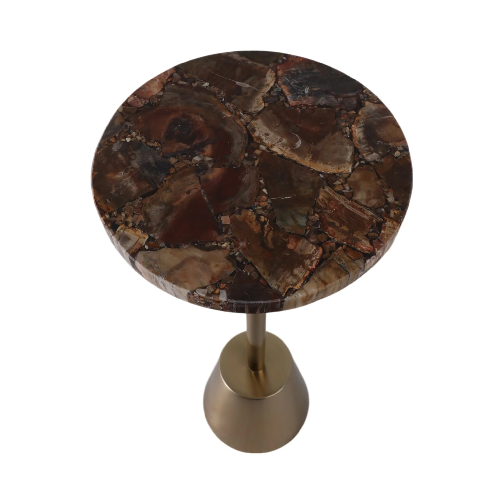 25x10" Petrified Wood Top Drink Table, Brown/gold - Image 7