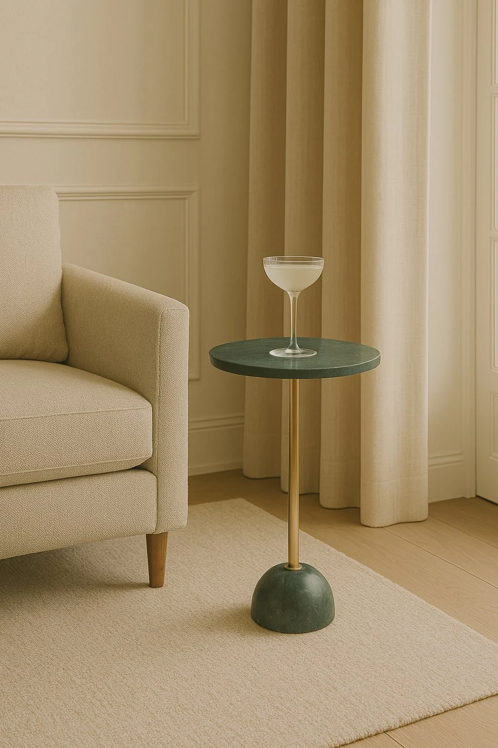 25x12 Marble Ball Base Accent Table, Green/gold - Image 12