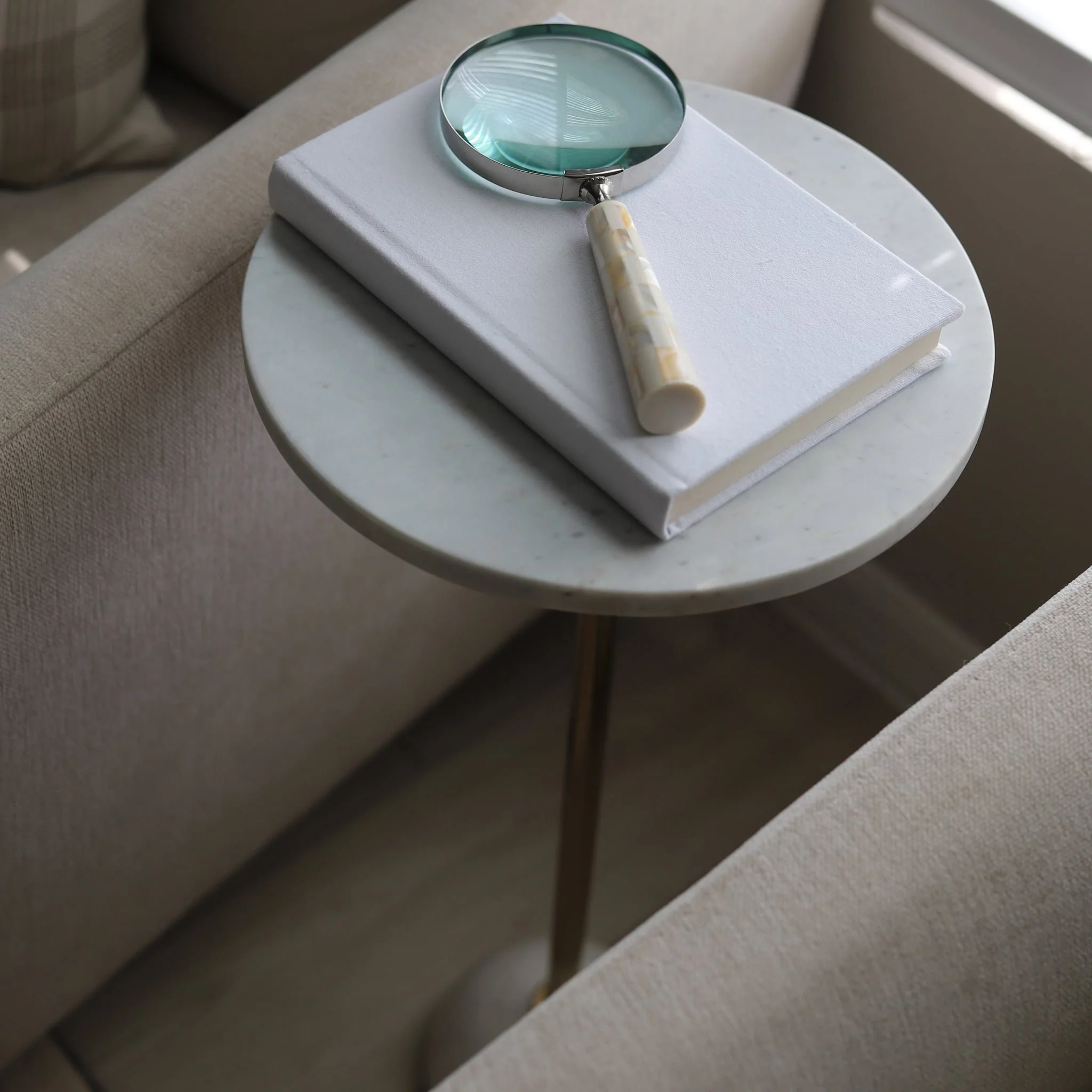 25x12 Marble Ball Base Accent Table, White/gold - Image 12