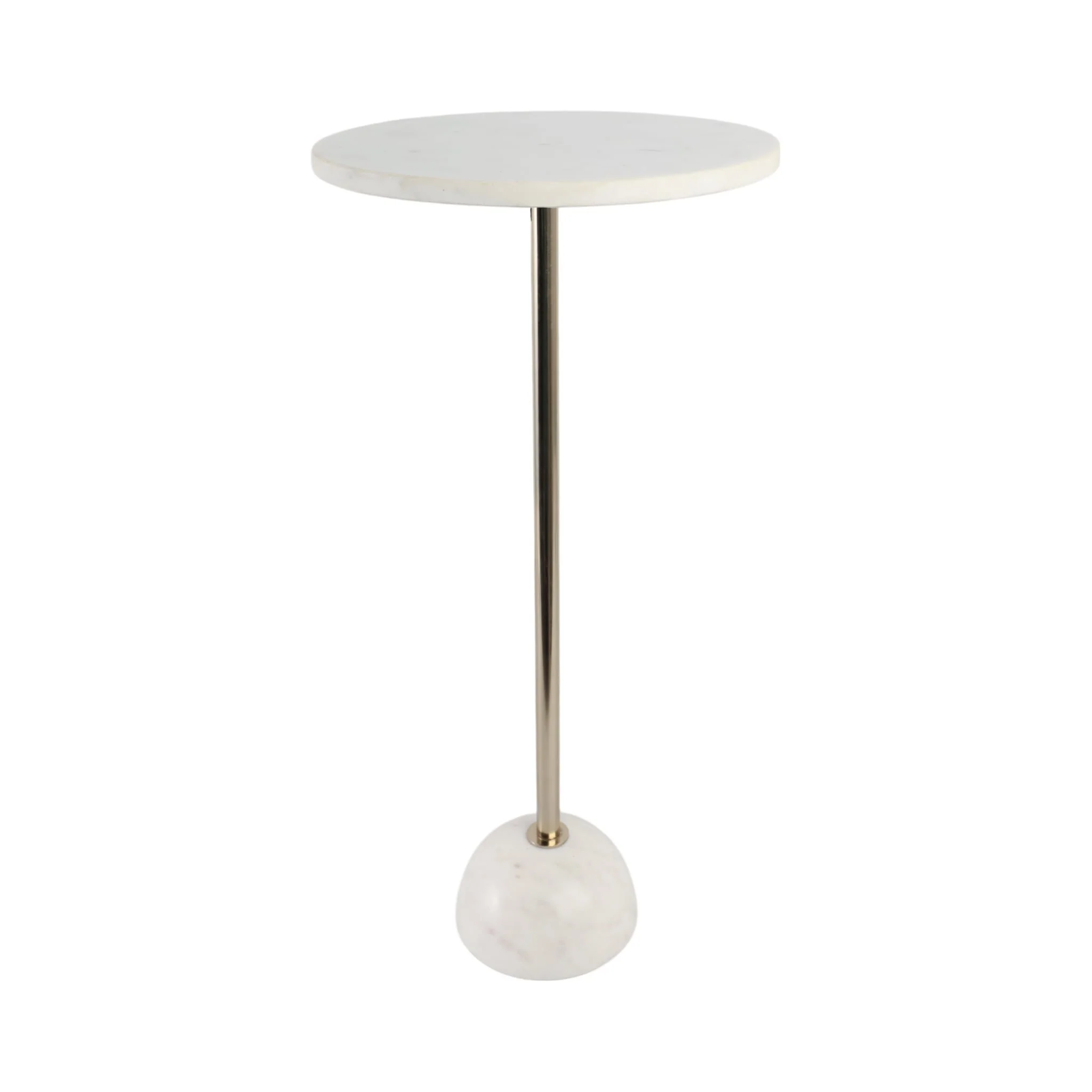25x12 Marble Ball Base Accent Table, White/gold - Image 4