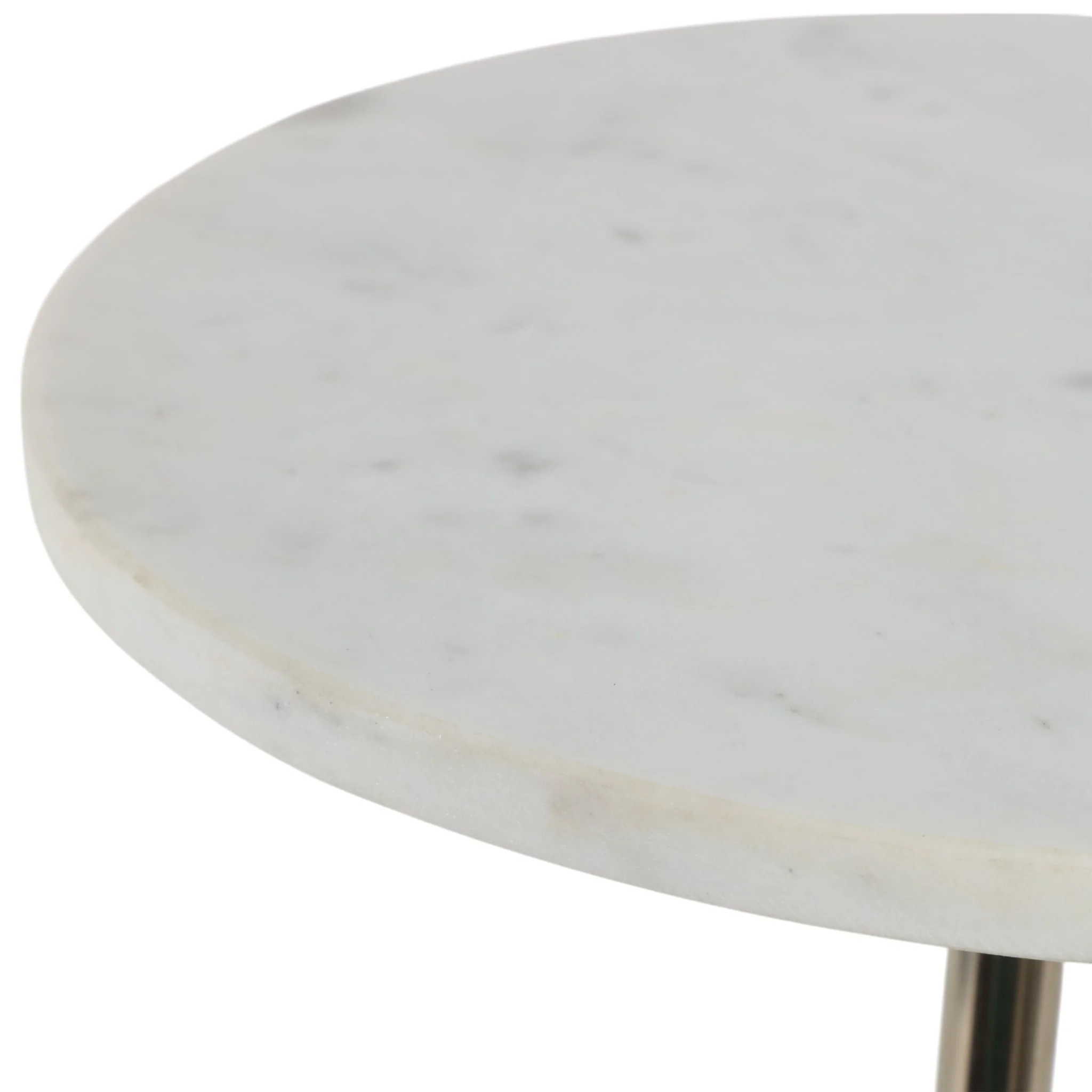 25x12 Marble Ball Base Accent Table, White/gold - Image 6