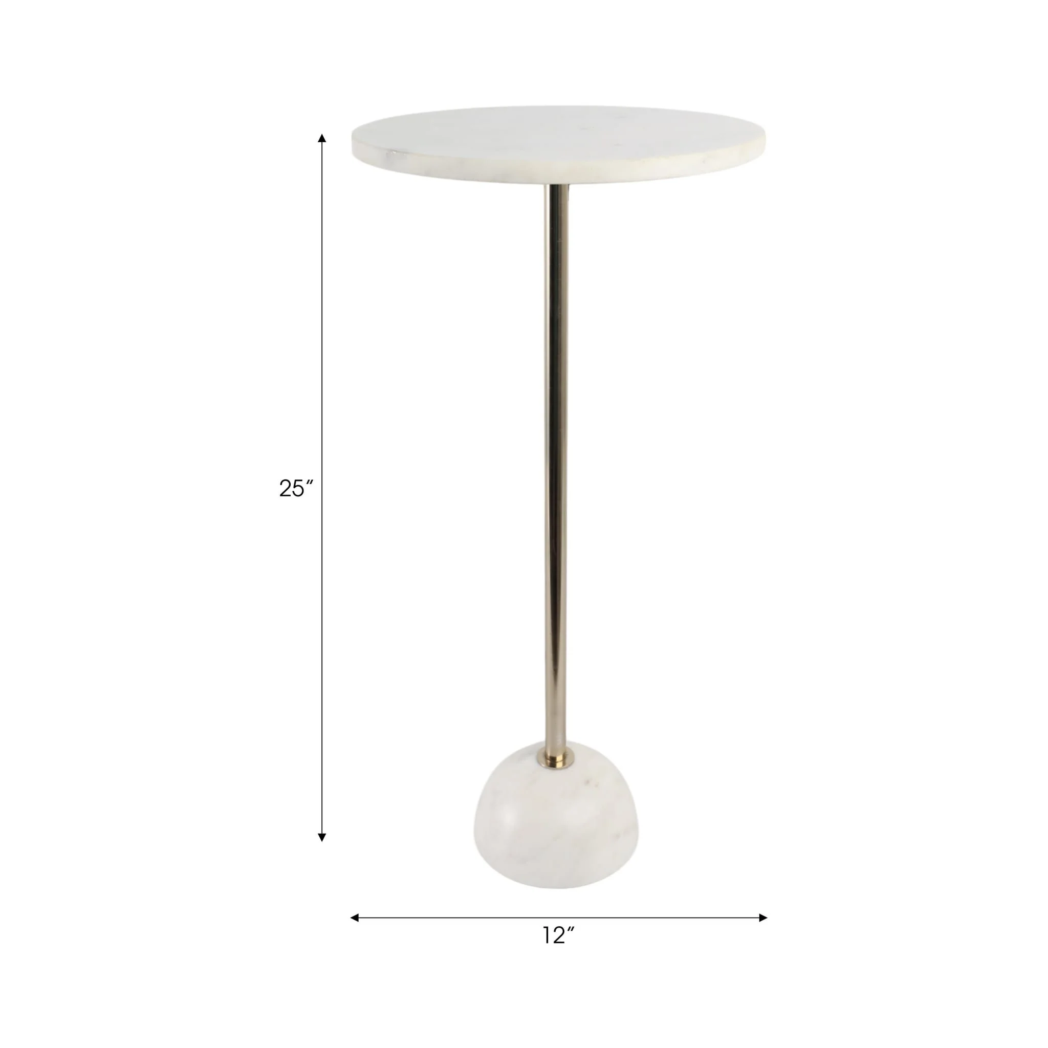 25x12 Marble Ball Base Accent Table, White/gold - Image 9