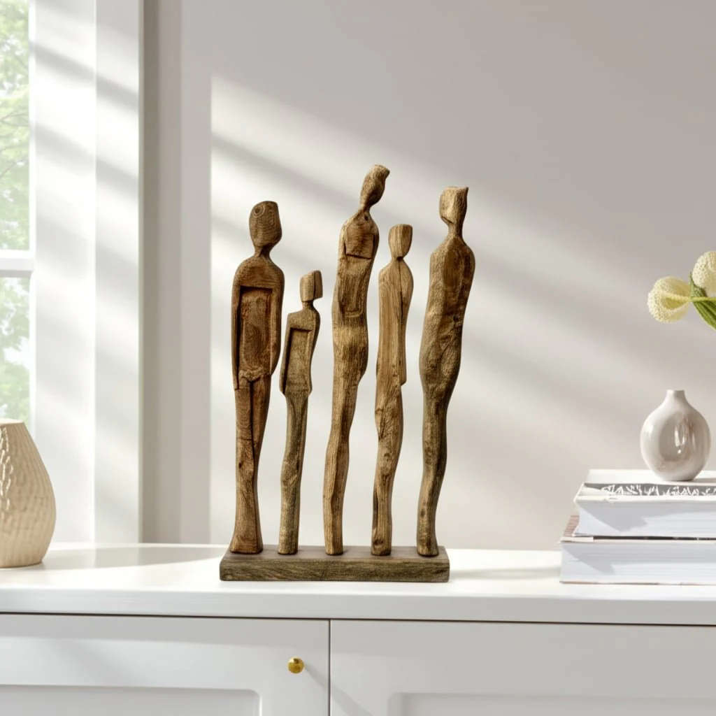 25x15" Standing People Sculpture, Natural - Image 5