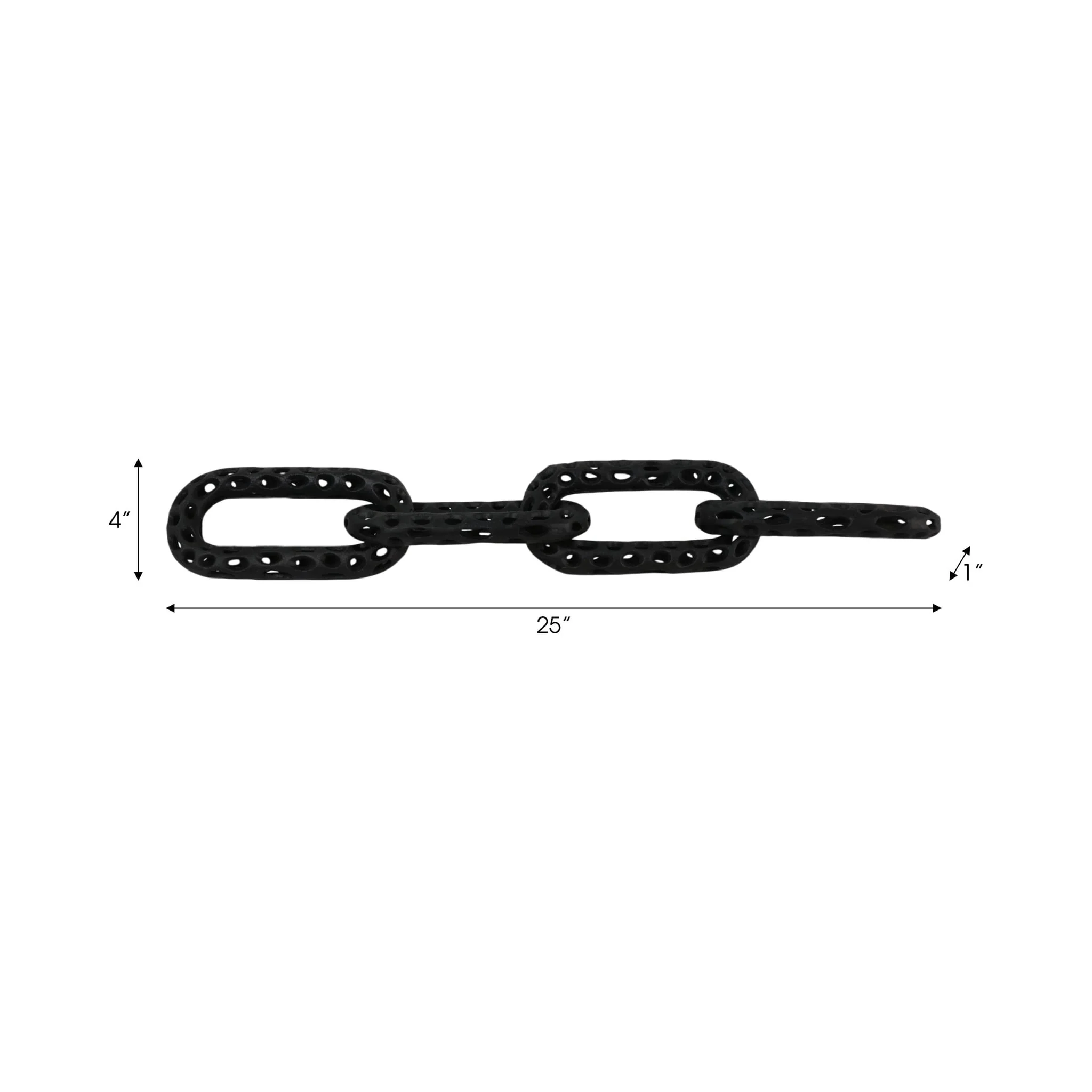 25x4" Pierced Metal 4-chain Link Object, Black - Image 2