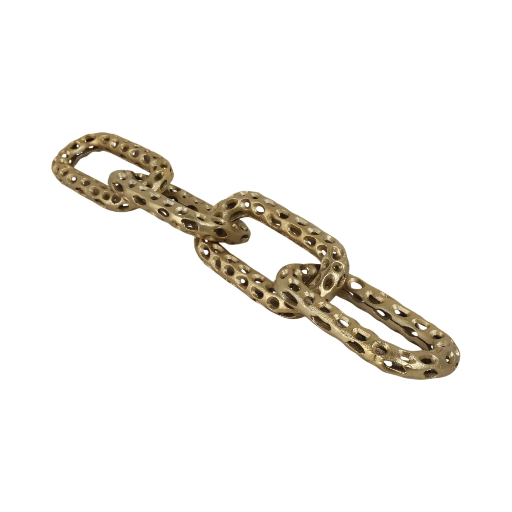 25x4" Pierced Metal 4-chain Link Object, Gold - Image 2