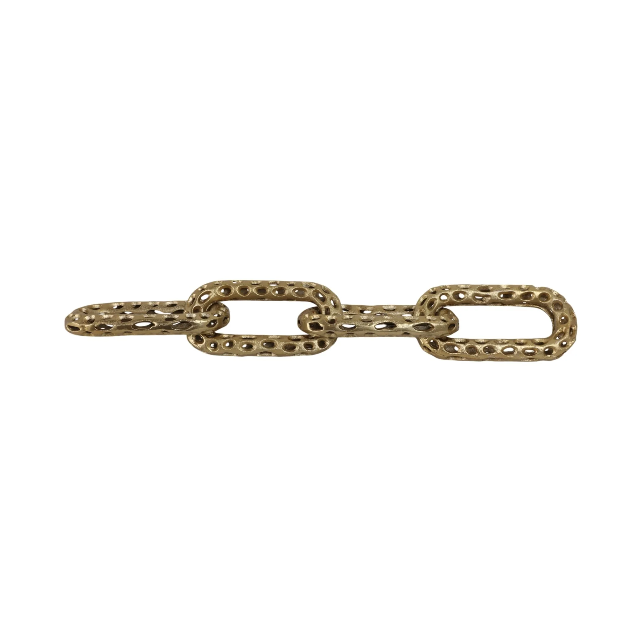25x4" Pierced Metal 4-chain Link Object, Gold - Image 4