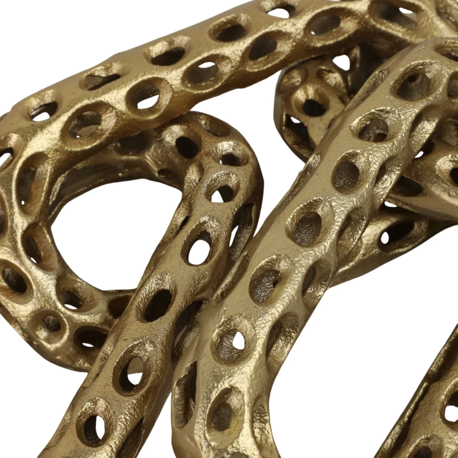 25x4" Pierced Metal 4-chain Link Object, Gold - Image 5