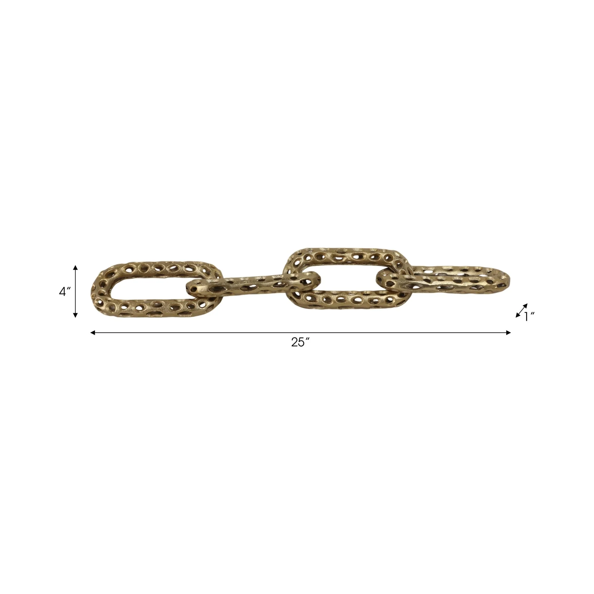 25x4" Pierced Metal 4-chain Link Object, Gold - Image 6