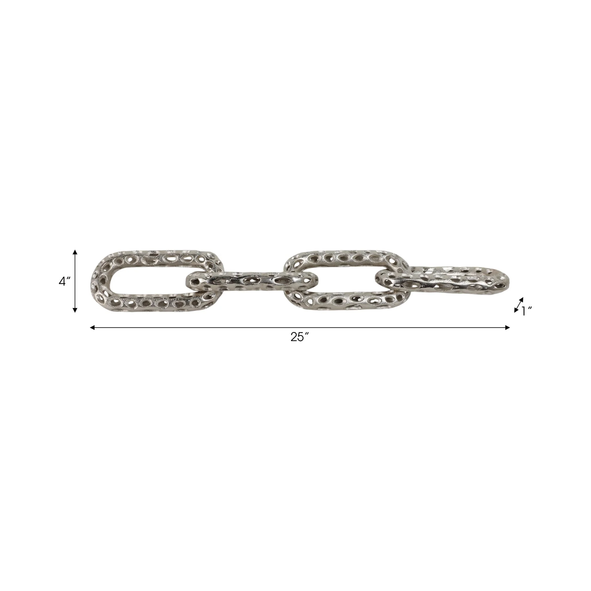 25x4" Pierced Metal 4-chain Link Object, Silver - Image 2