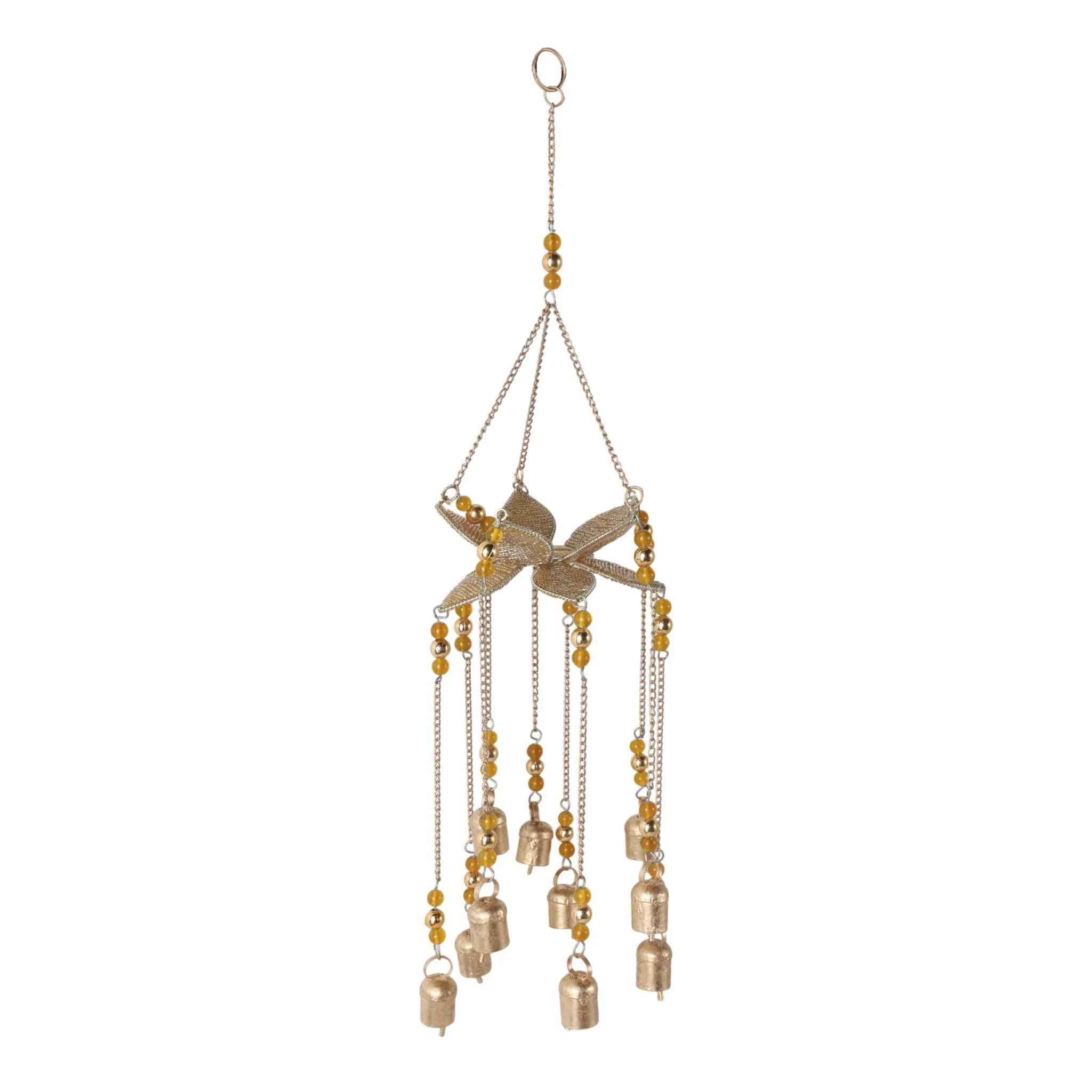 25x6" Beaded Mosaic 3d Flower Chime, Gold - Image 2
