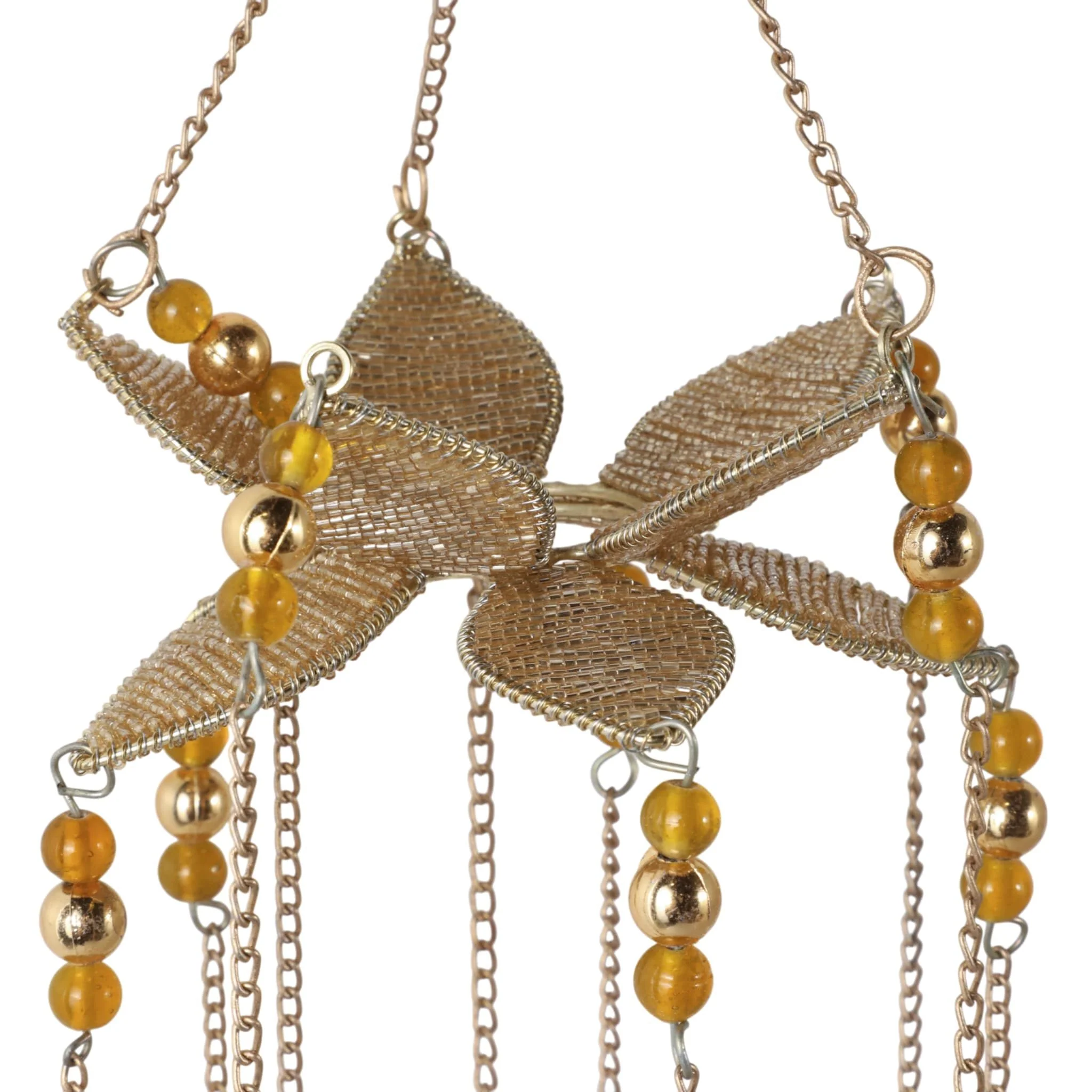 25x6" Beaded Mosaic 3d Flower Chime, Gold - Image 4
