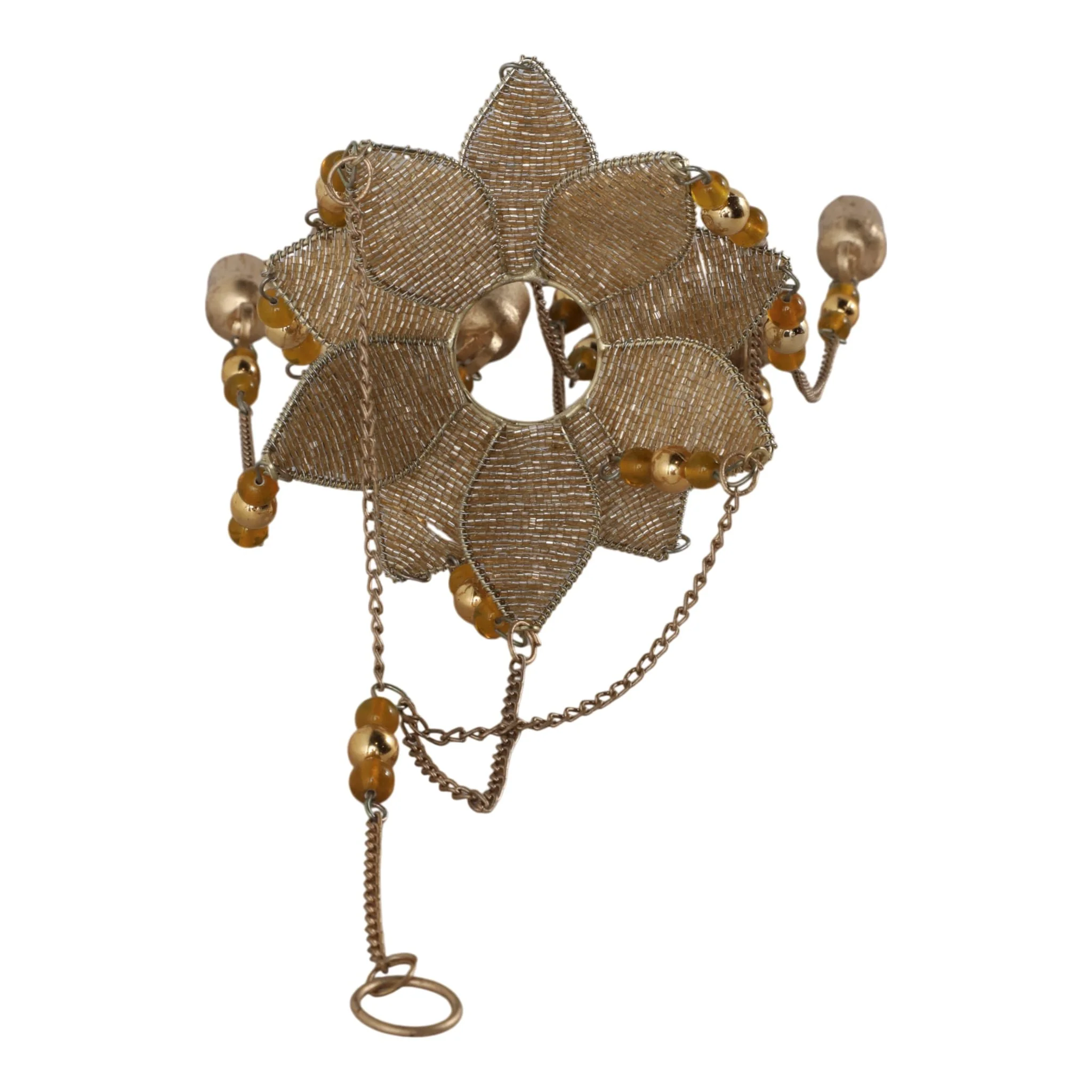 25x6" Beaded Mosaic 3d Flower Chime, Gold - Image 6