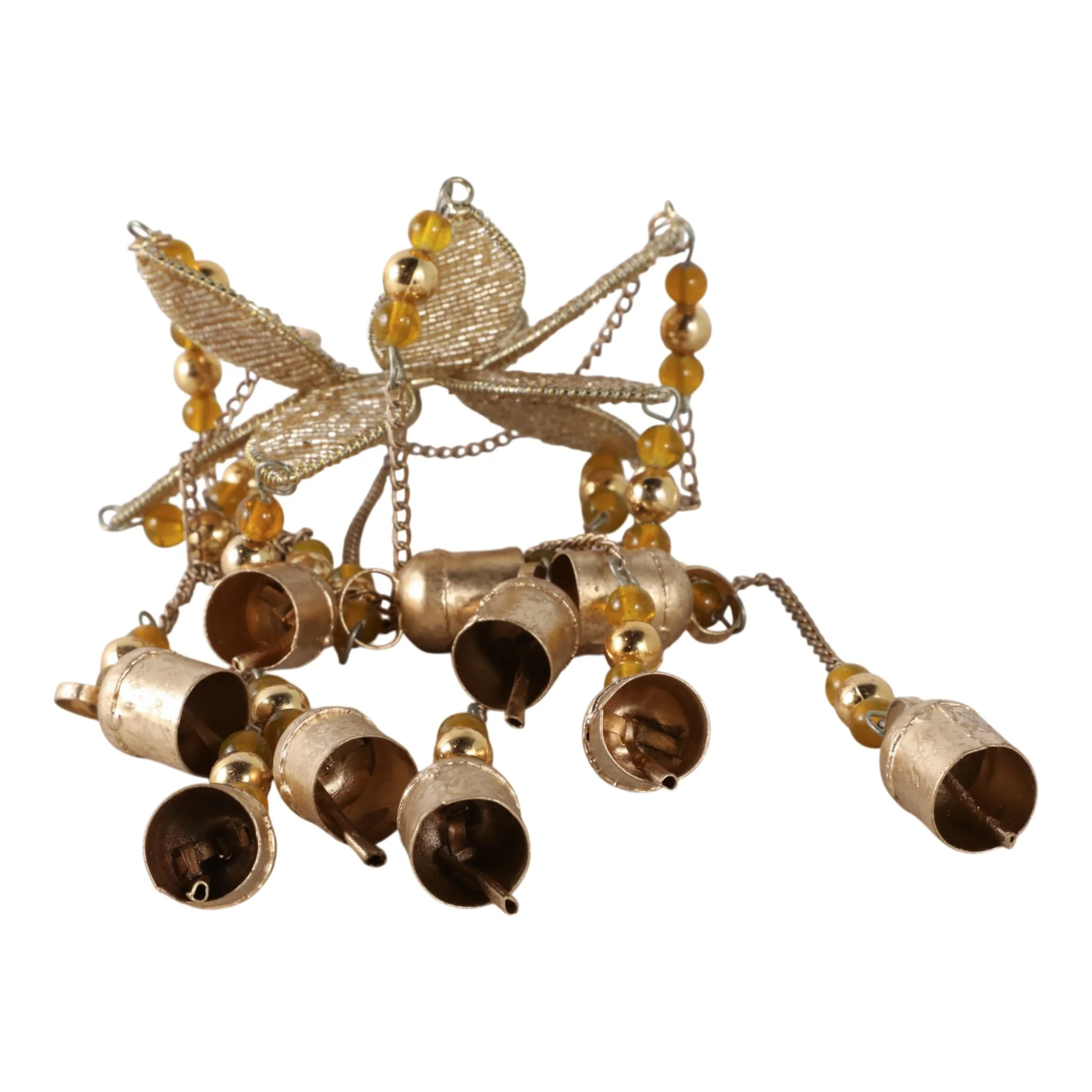 25x6" Beaded Mosaic 3d Flower Chime, Gold - Image 7