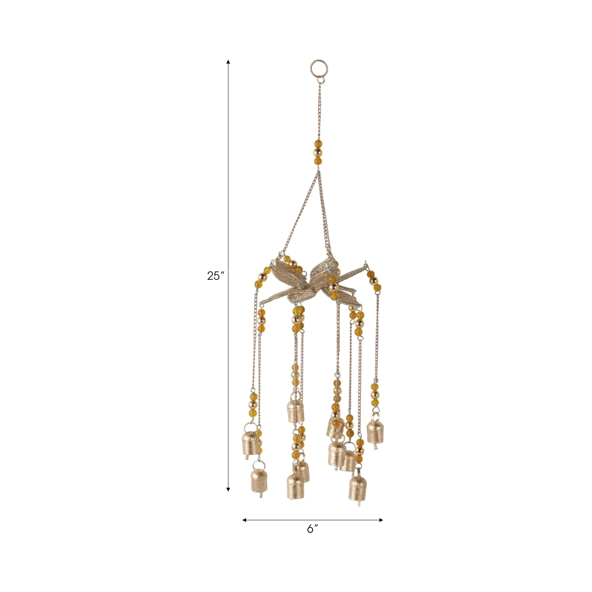 25x6" Beaded Mosaic 3d Flower Chime, Gold - Image 8