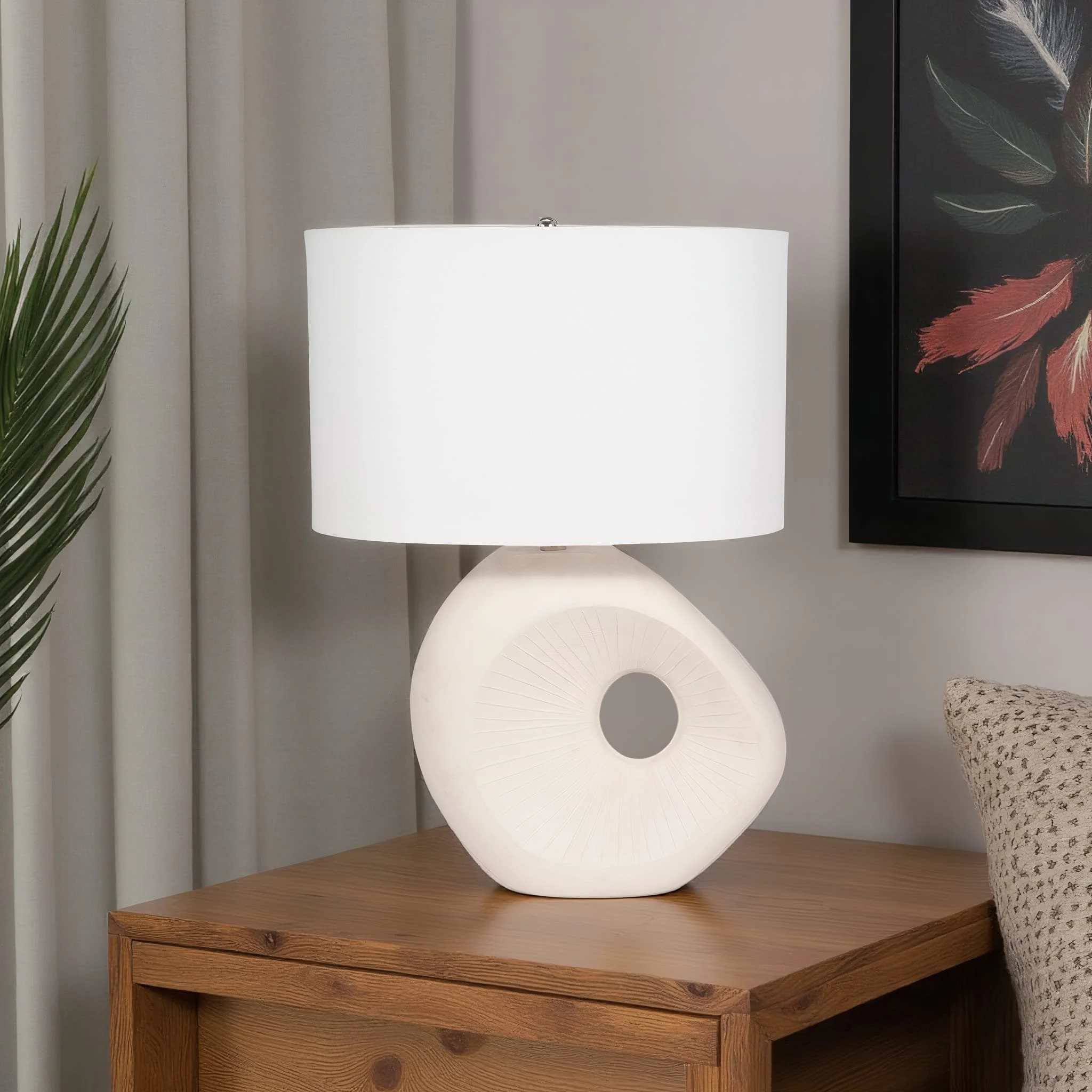 26" Ceramic Table Lamp With Shade, Beige - Image 10