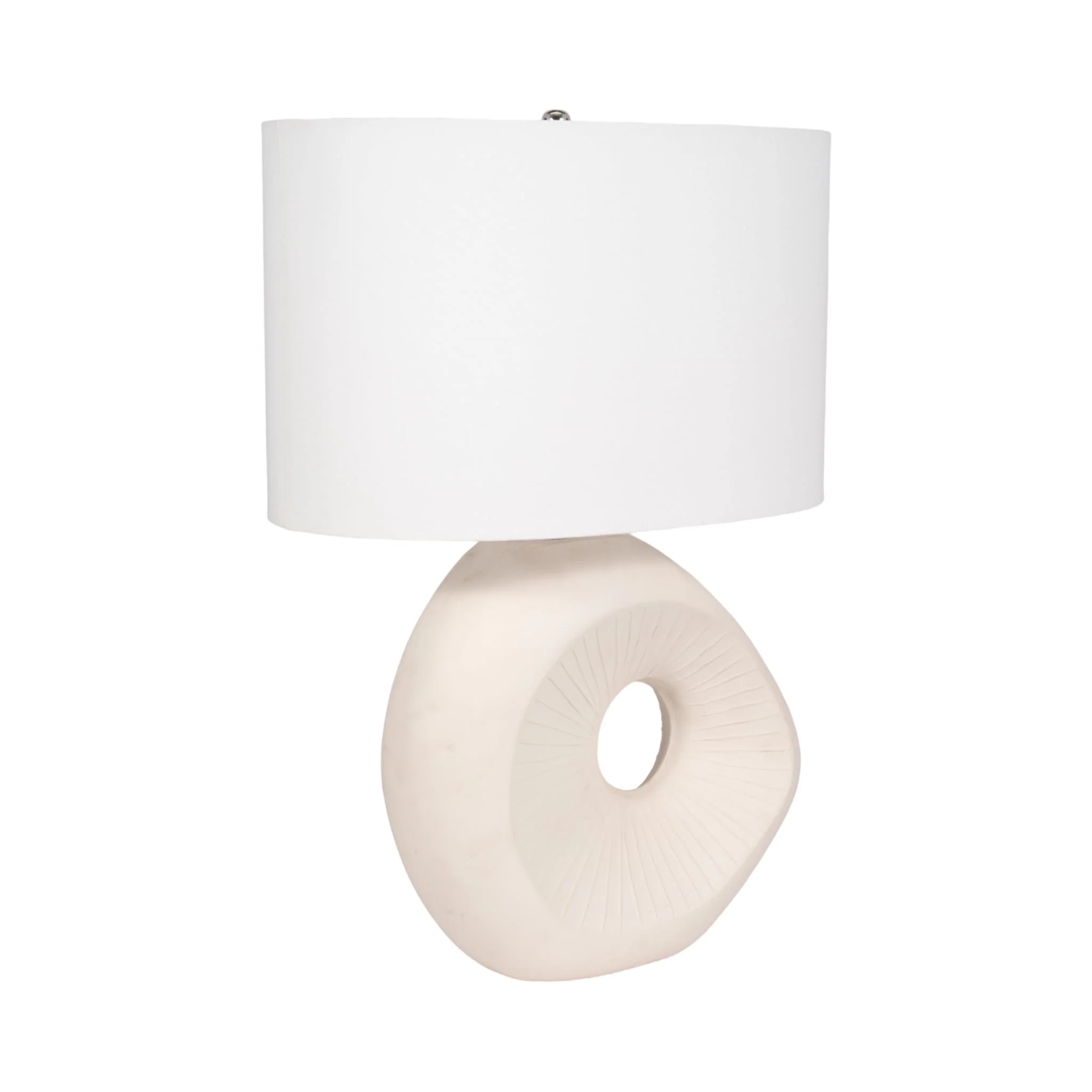 26" Ceramic Table Lamp With Shade, Beige - Image 3