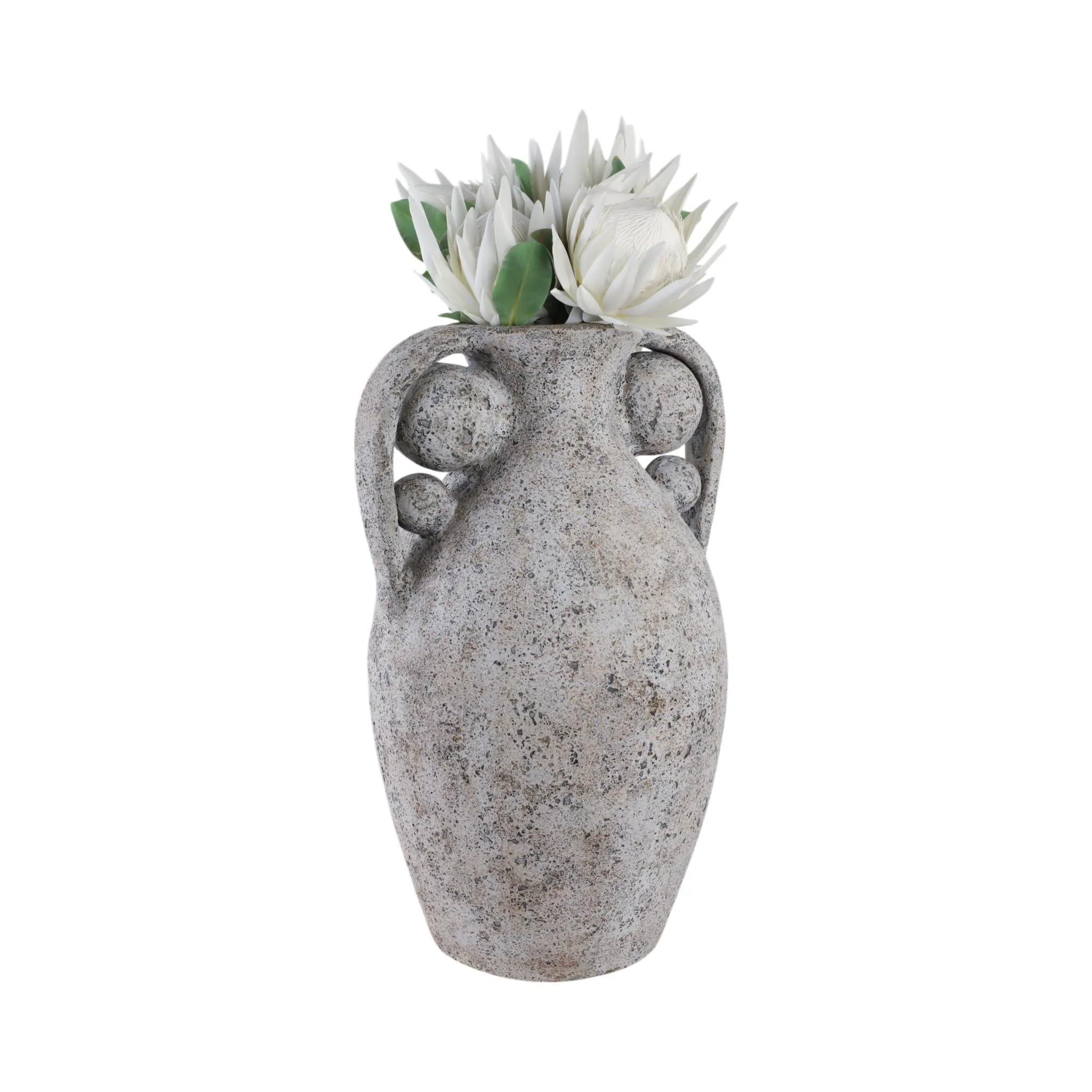 26" Terracotta Vase With Orbs Under Handles, Rusti - Image 2