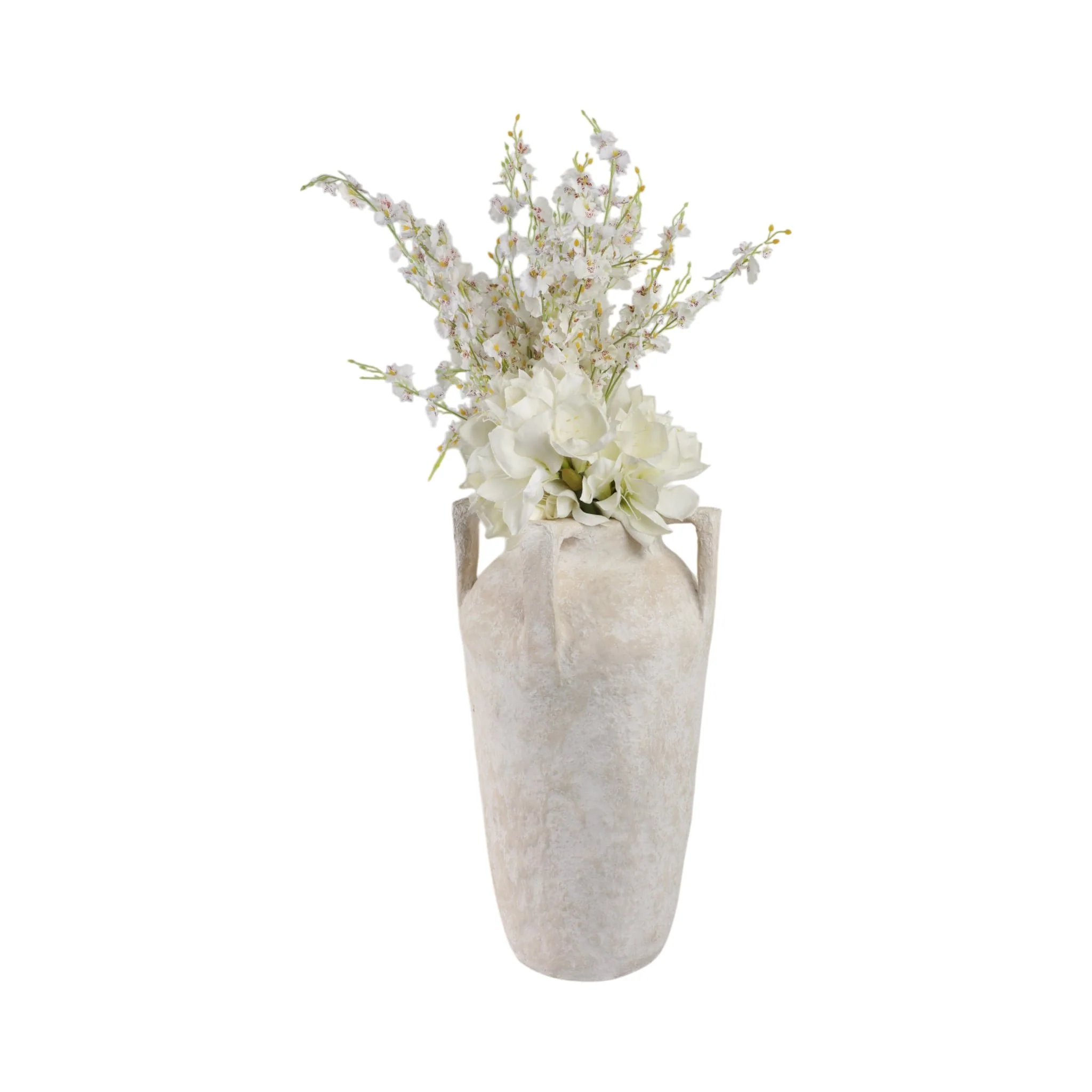 26x15" Paper Mache Handle Vase, White - Image 2