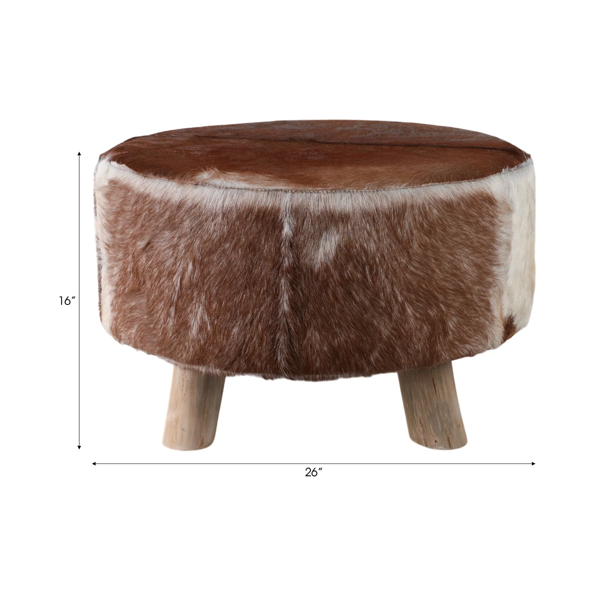 26x16 Cowhide Ottoman, Multi - Image 9