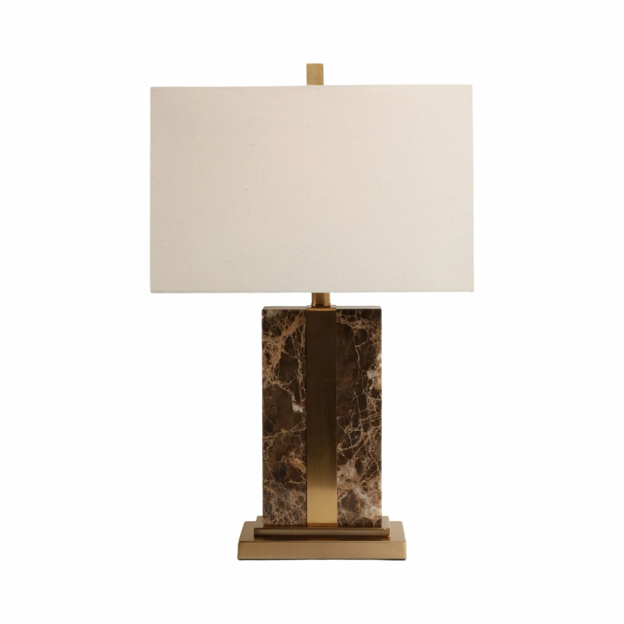 26x16" Rectangle Marble Lamp W/ Antique Brass, Bro - Image 2