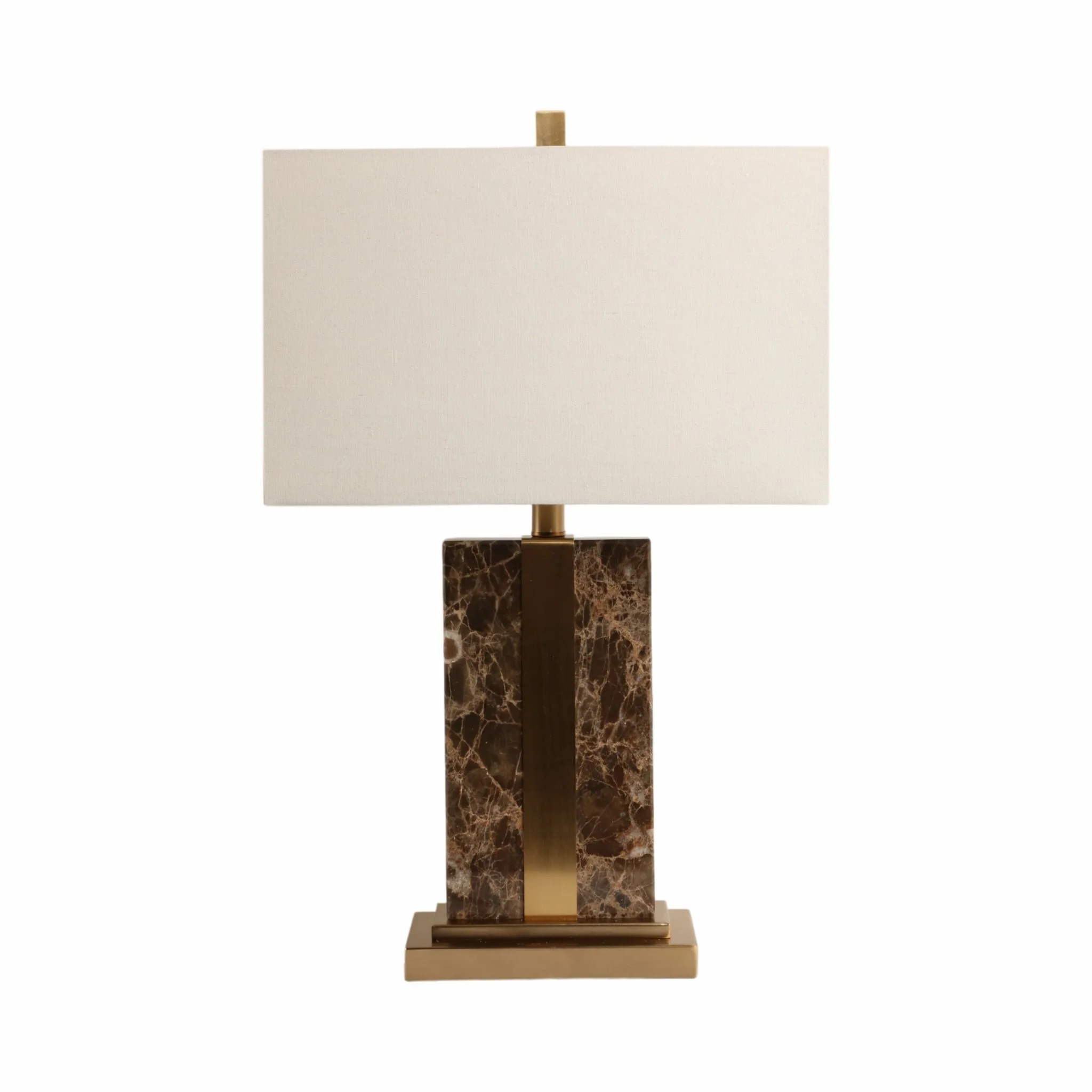 26x16" Rectangle Marble Lamp W/ Antique Brass, Bro - Image 5