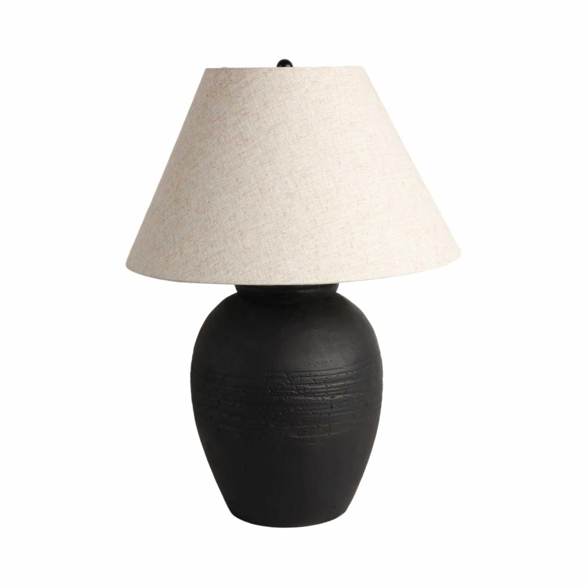 27" Artisan Jug Table Lamp Tapered Shade,blk/beige - Image 2