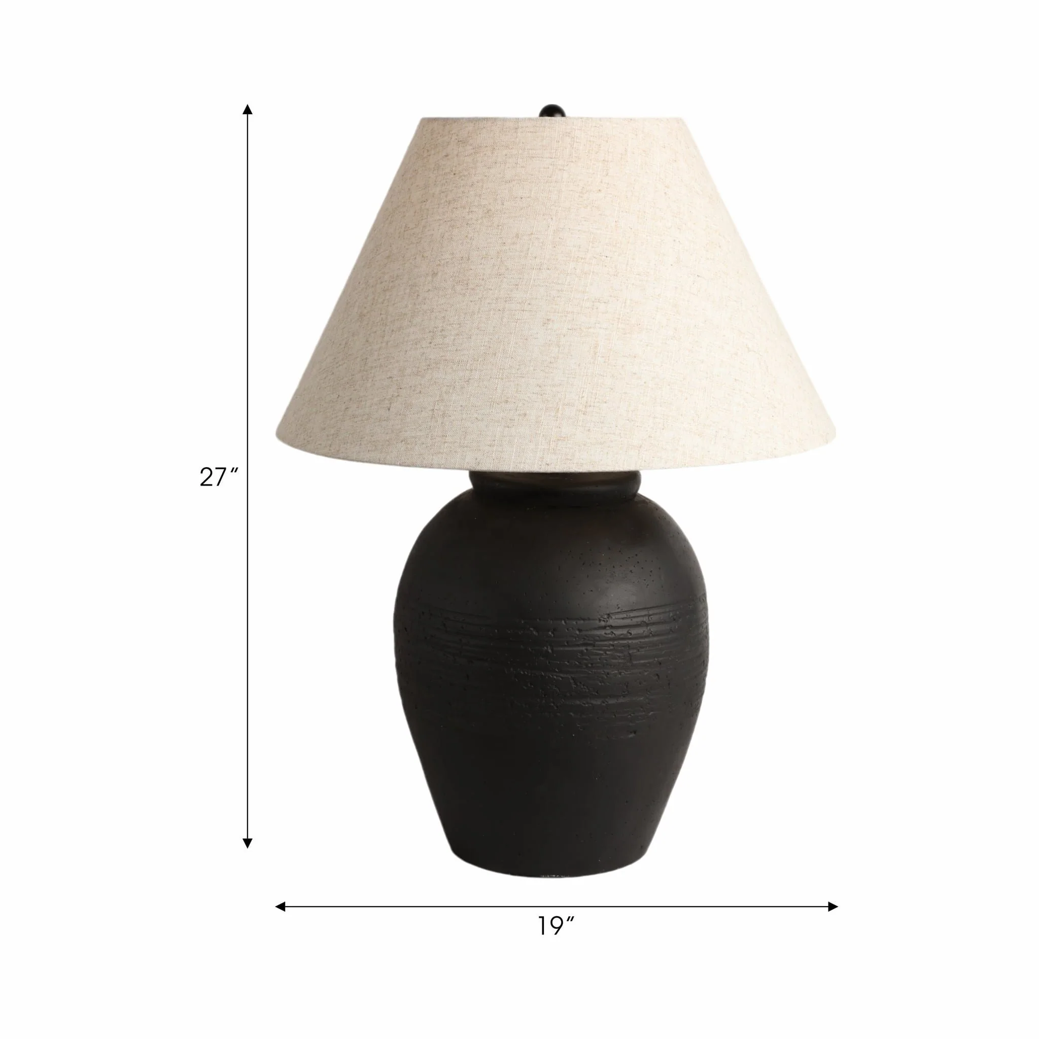 27" Artisan Jug Table Lamp Tapered Shade,blk/beige - Image 6