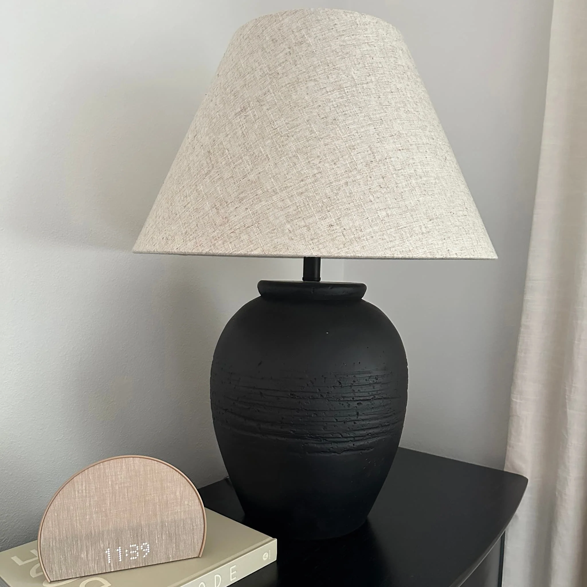 27" Artisan Jug Table Lamp Tapered Shade,blk/beige - Image 9