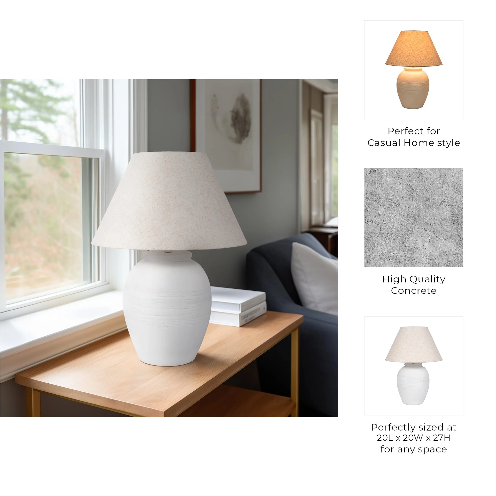 27" Artisan Jug Table Lamp Tapered Shade,wht/beige - Image 7
